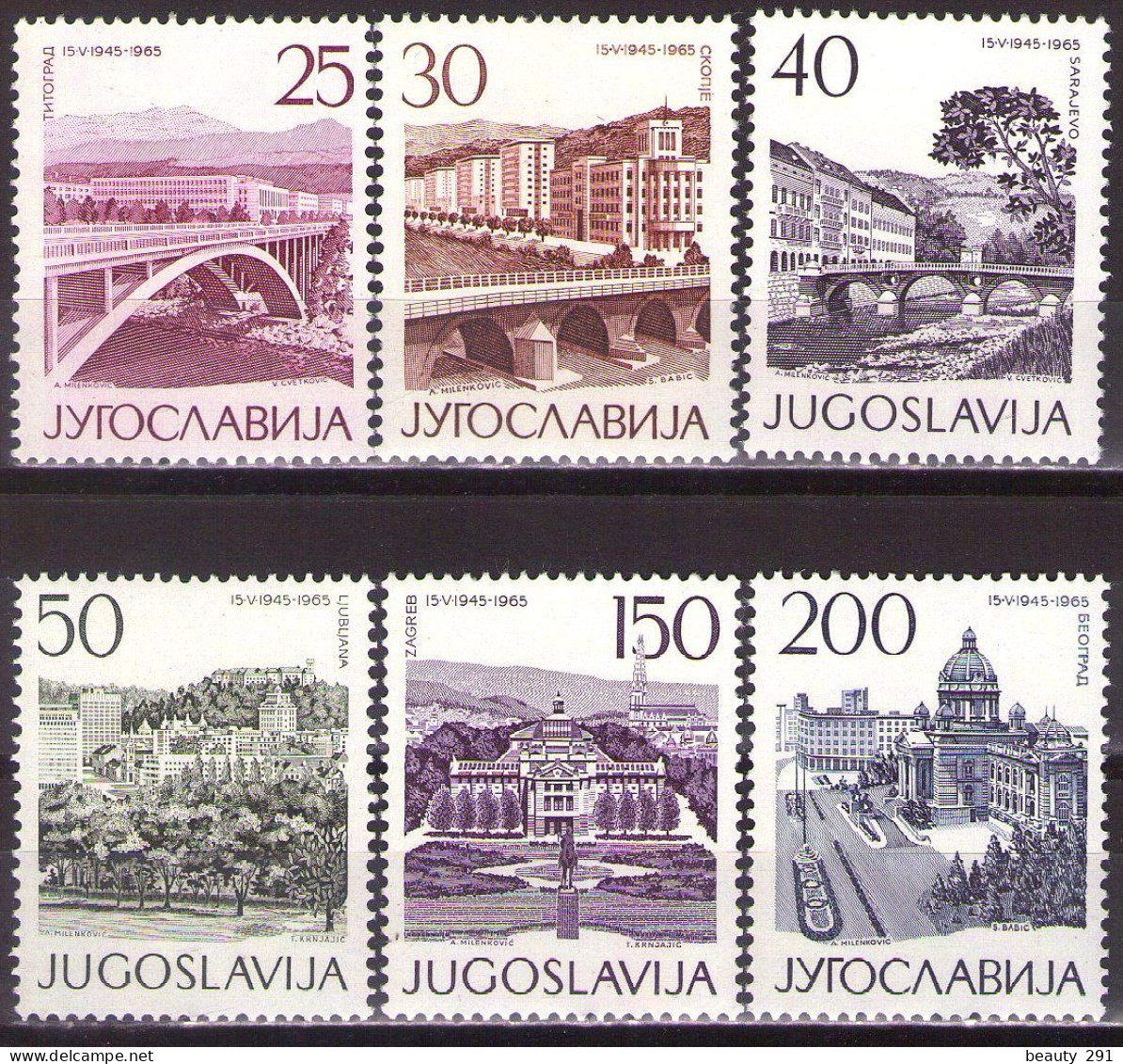Yugoslavia 1965 - 20th Anniversary Of Liberation - Mi 1106 -1111 - MNH**VF - Ungebraucht