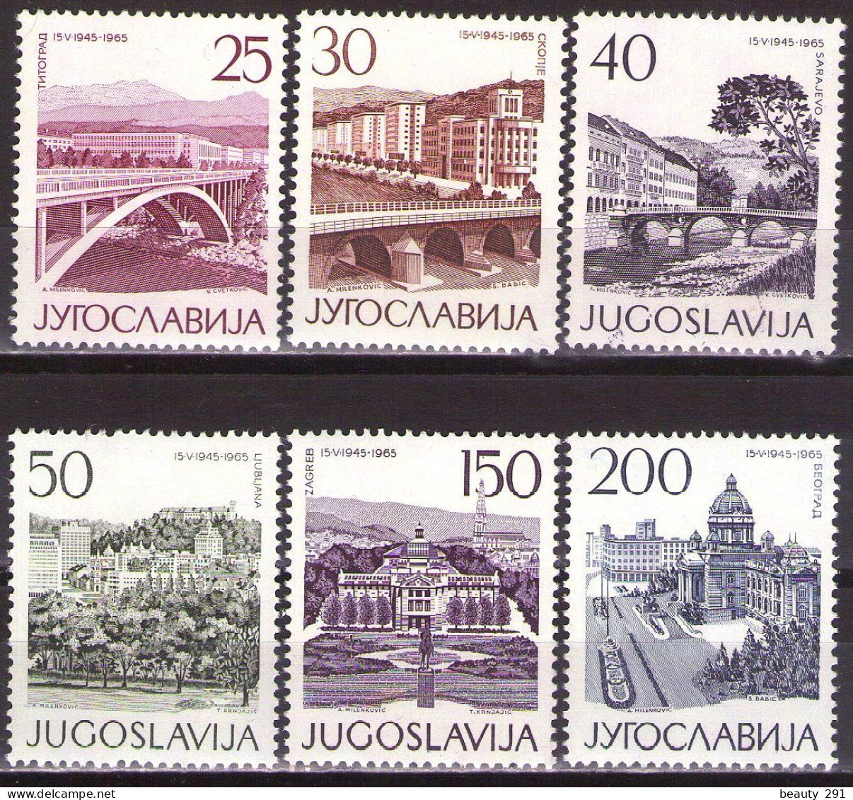 Yugoslavia 1965 - 20th Anniversary Of Liberation - Mi 1106 -1111 - MNH**VF - Neufs