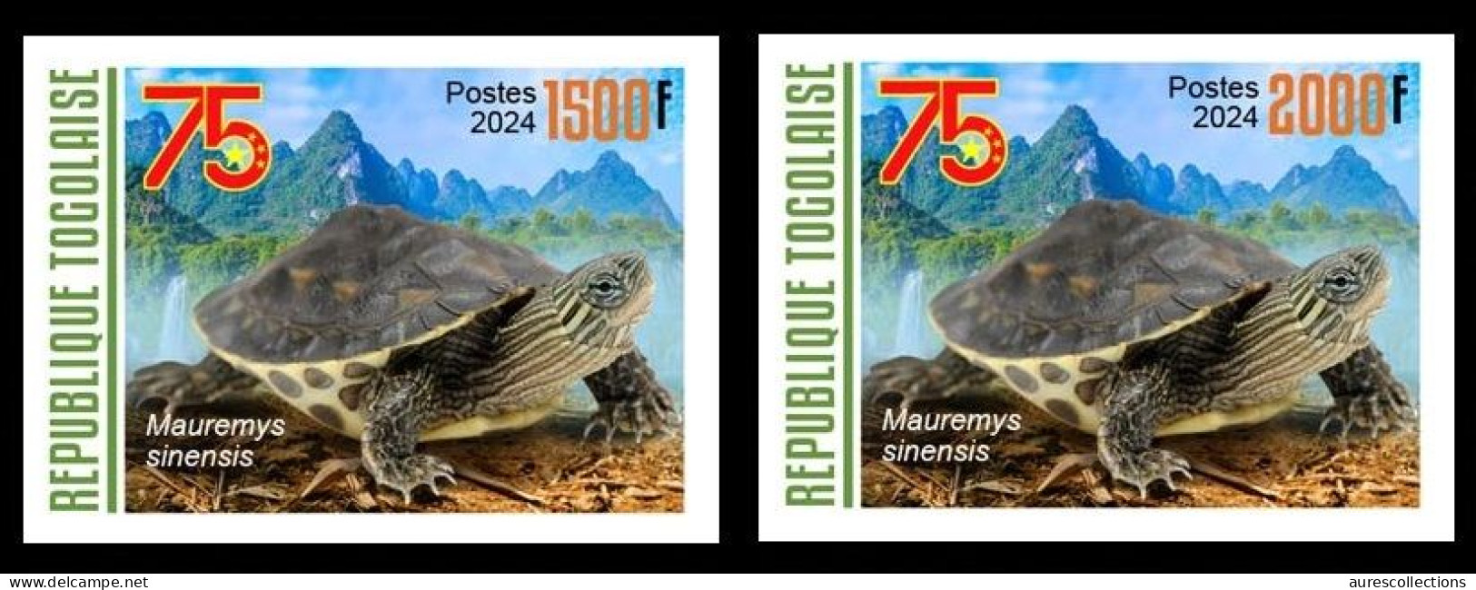 TOGO 2024 SET 2V IMPERF - CHINA 75TH ANNIVERSARY - TURTLE TURTLES TORTUE TORTUES REPTILES - MNH - Schildpadden