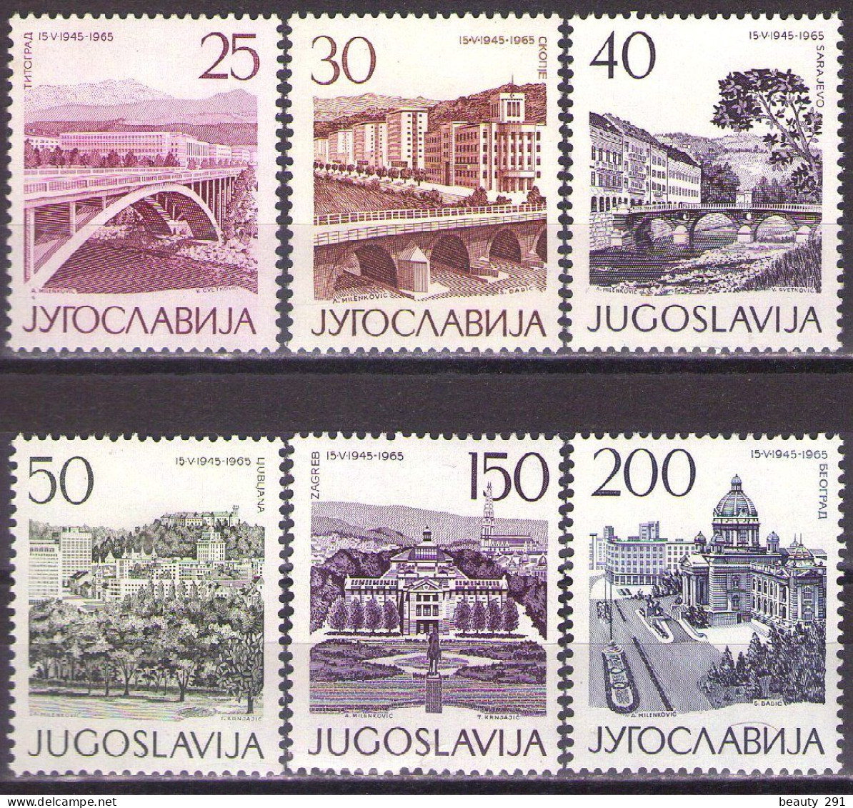 Yugoslavia 1965 - 20th Anniversary Of Liberation - Mi 1106 -1111 - MNH**VF - Neufs