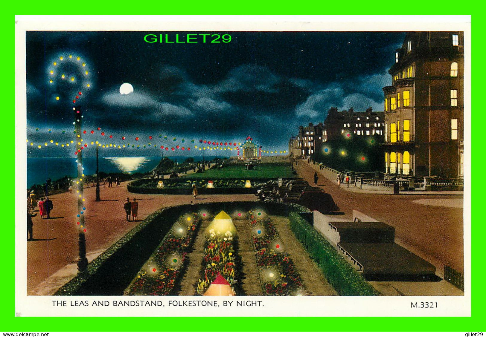 FOLKESTONE, KENT, UK - THE LEAS AND BANDSTAND BY NIGHT - VALENTINE - - Folkestone