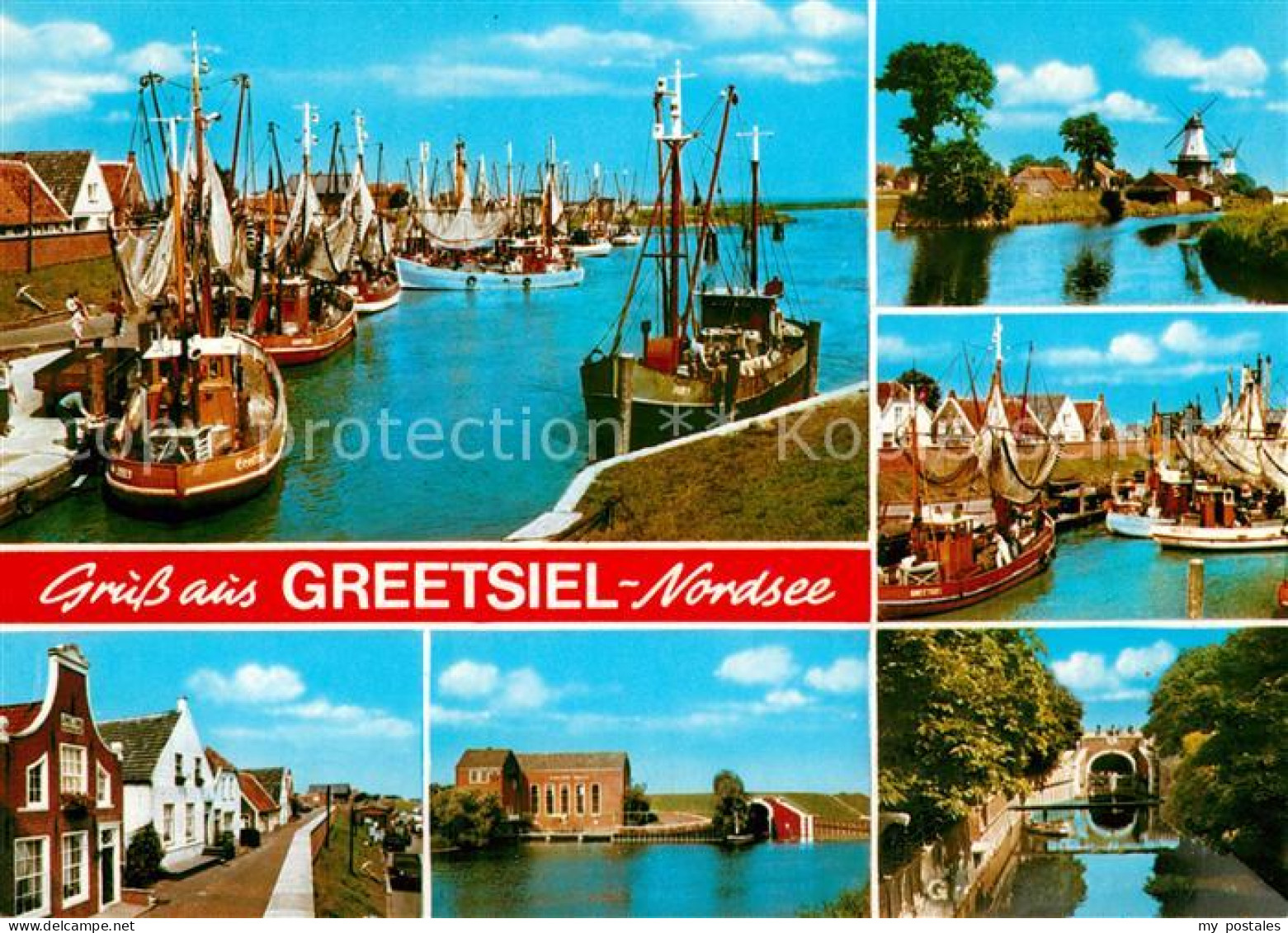 72939496 Greetsiel Bootshafen Muehlen Fischerboote Teilansichten Greetsiel - Krummhörn