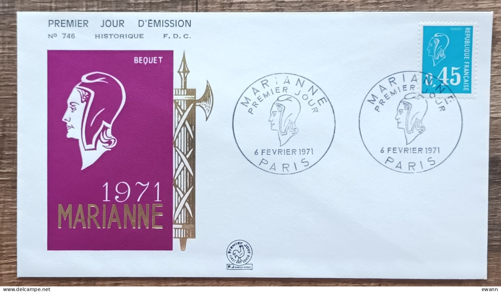 FDC 1971 - YT N°1663 - MARIANNE DE BEQUET - PARIS - 1970-1979