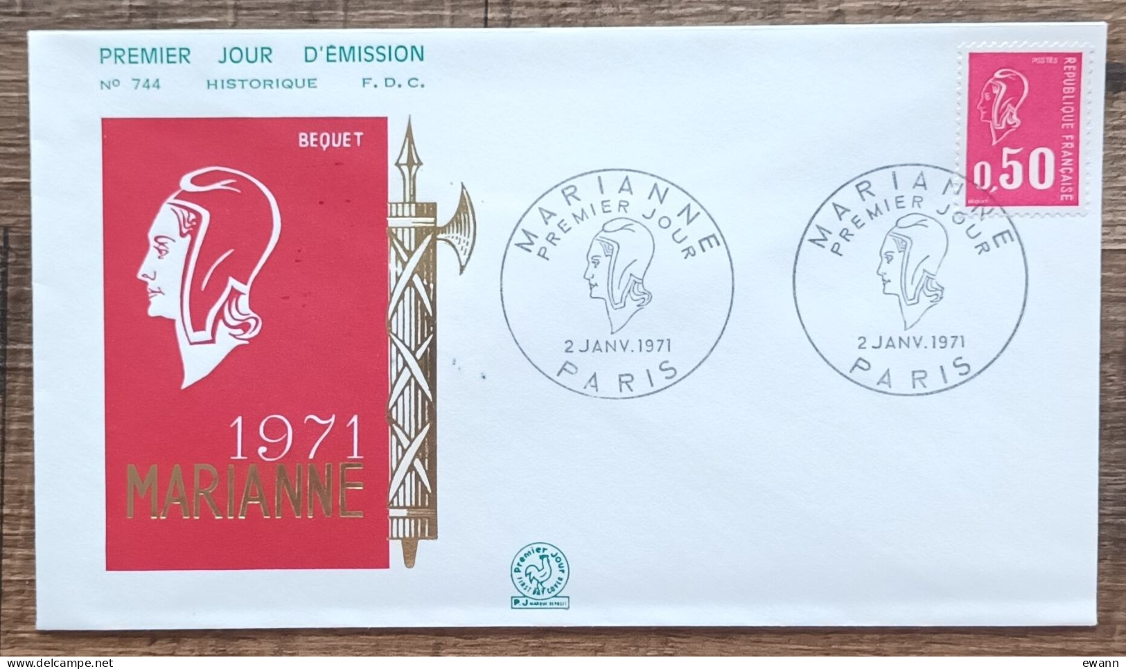 FDC 1971 - YT N°1664 - MARIANNE DE BEQUET - PARIS - 1970-1979