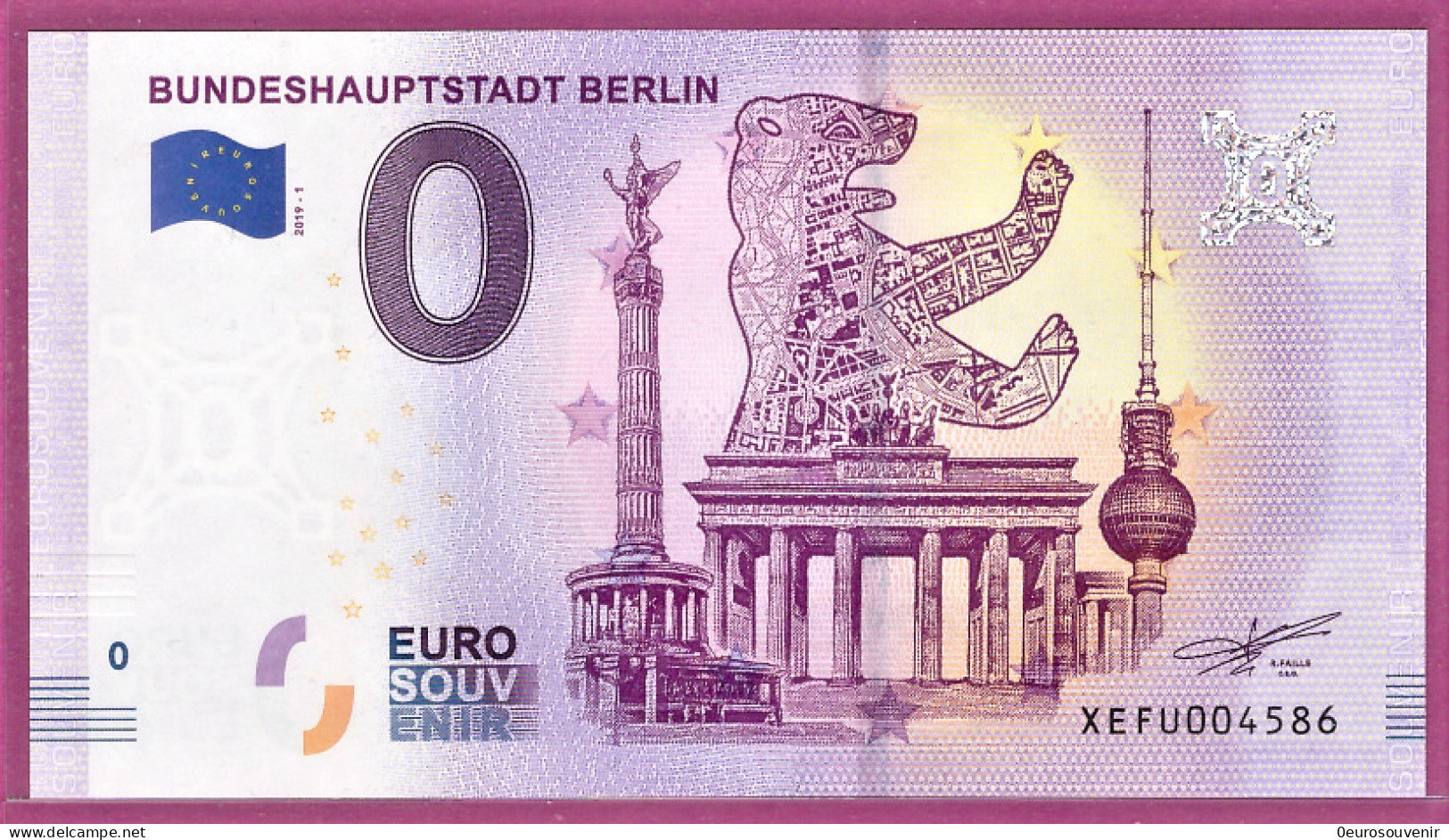 0-Euro XEFU 2019-1 BUNDESHAUPTSTADT BERLIN - Privatentwürfe