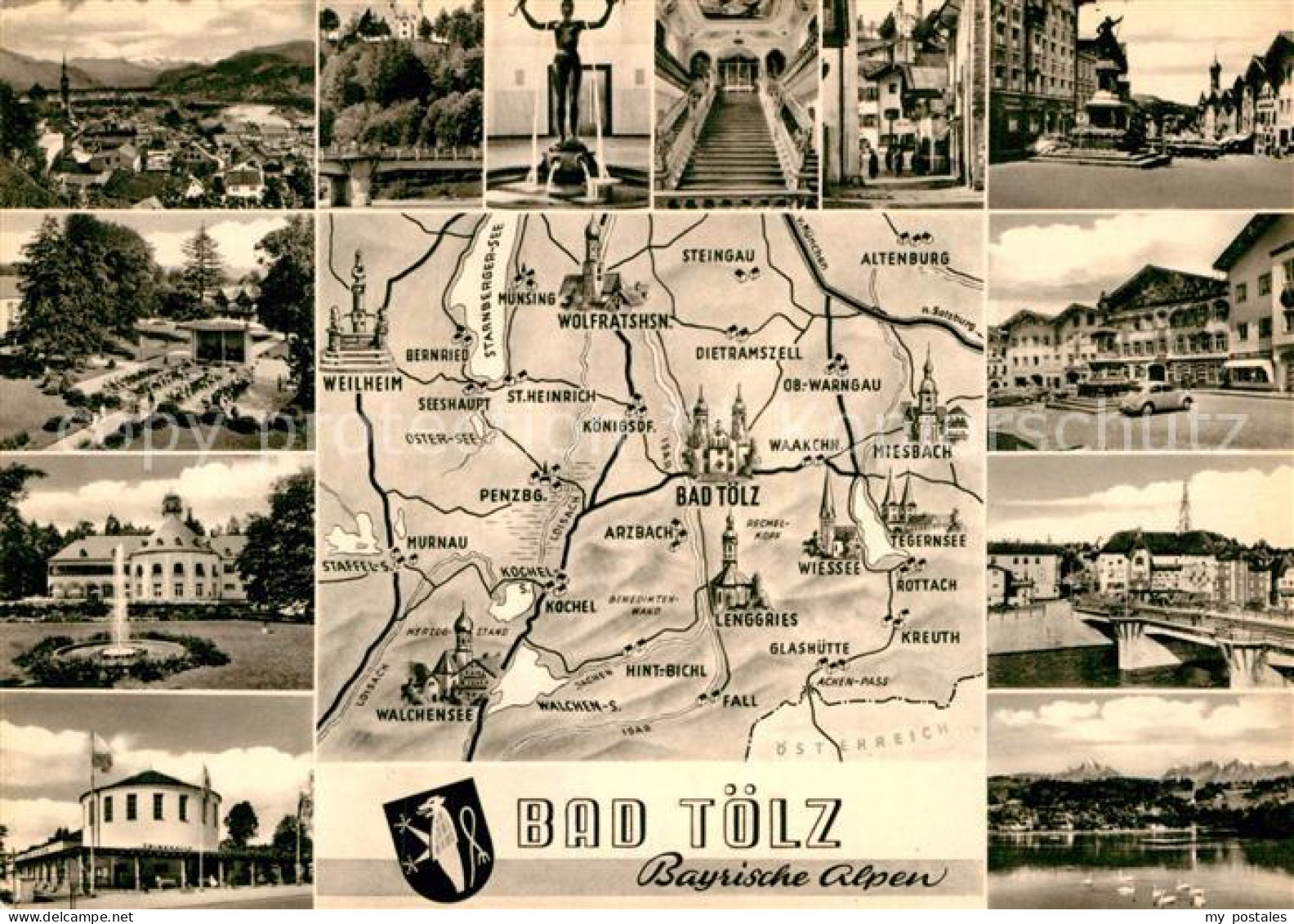 72938958 Bad Toelz Und Umgebung Landkarte Sehenswuerdigkeiten Der Stadt Bad Toel - Bad Tölz