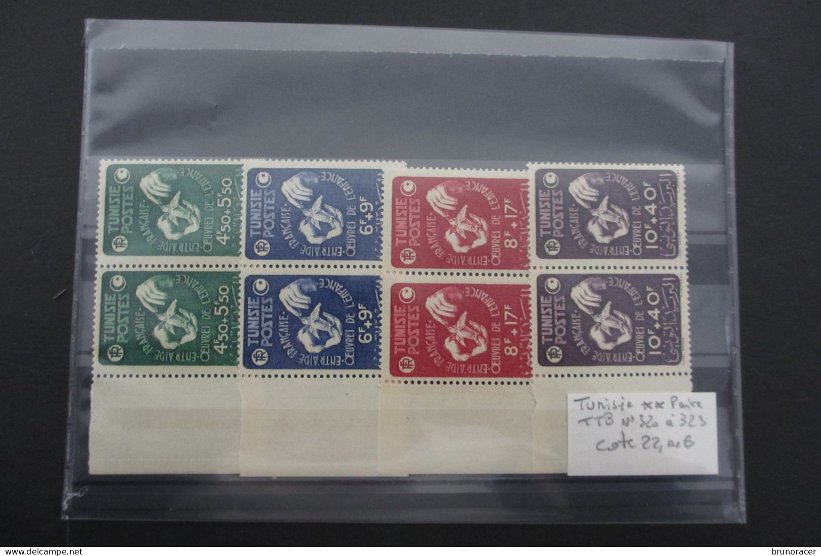 TUNISIE N°320 à 323 EN PAIRES BDF NEUF** TTB COTE 22 EUROS  VOIR SCANS - Unused Stamps
