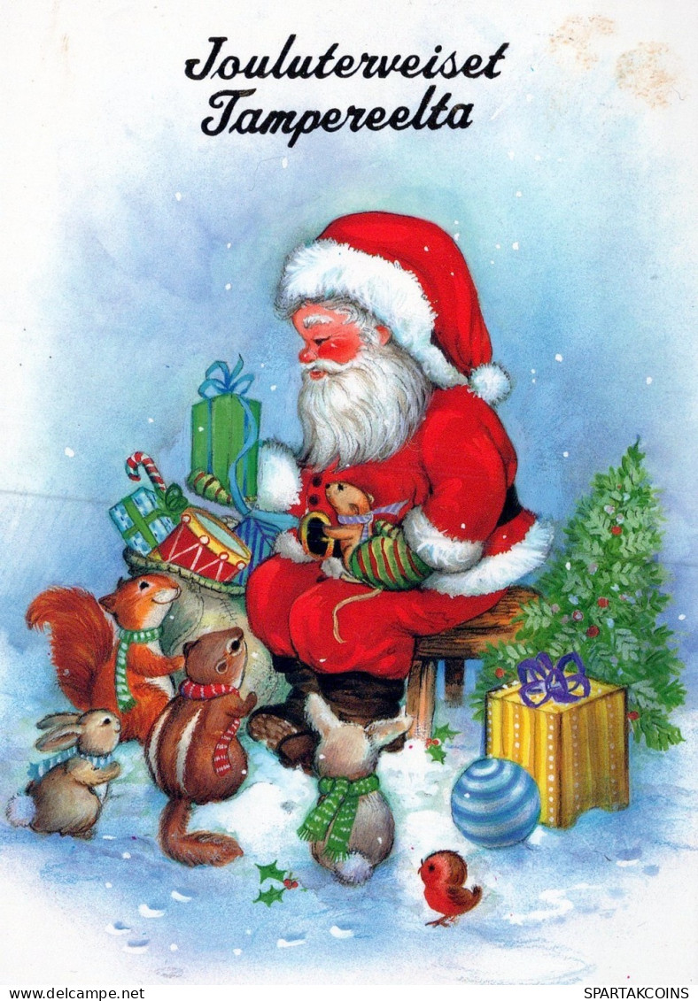 BABBO NATALE Animale Natale Vintage Cartolina CPSM #PAK635.IT - Santa Claus