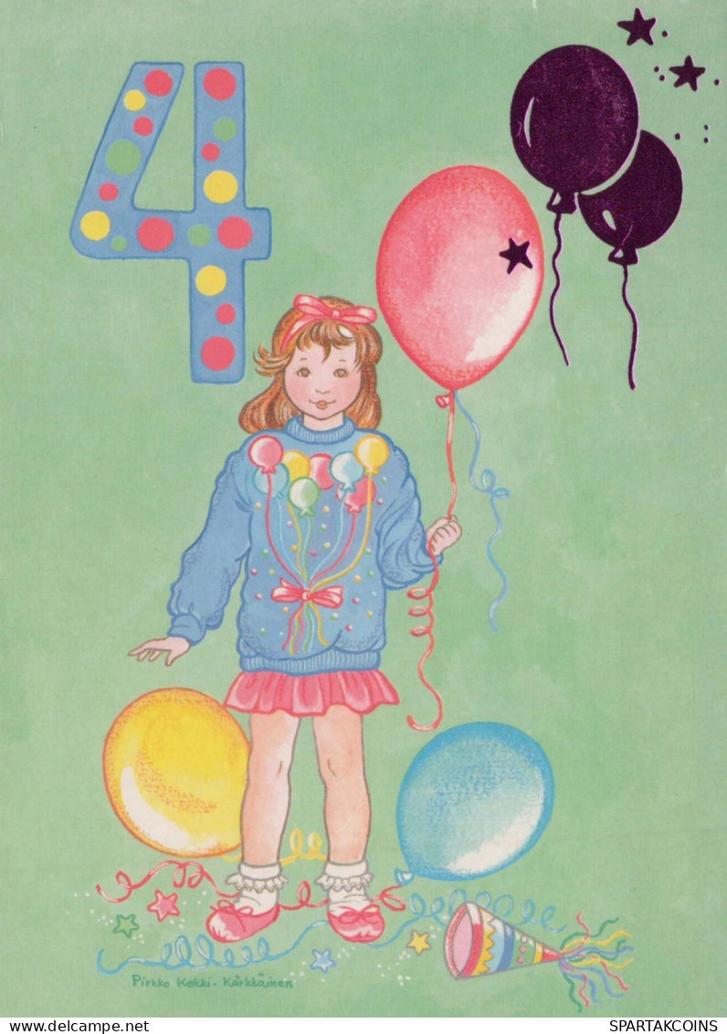 HAPPY BIRTHDAY 4 Year Old GIRL CHILDREN Vintage Postal CPSM #PBT974.GB - Cumpleaños