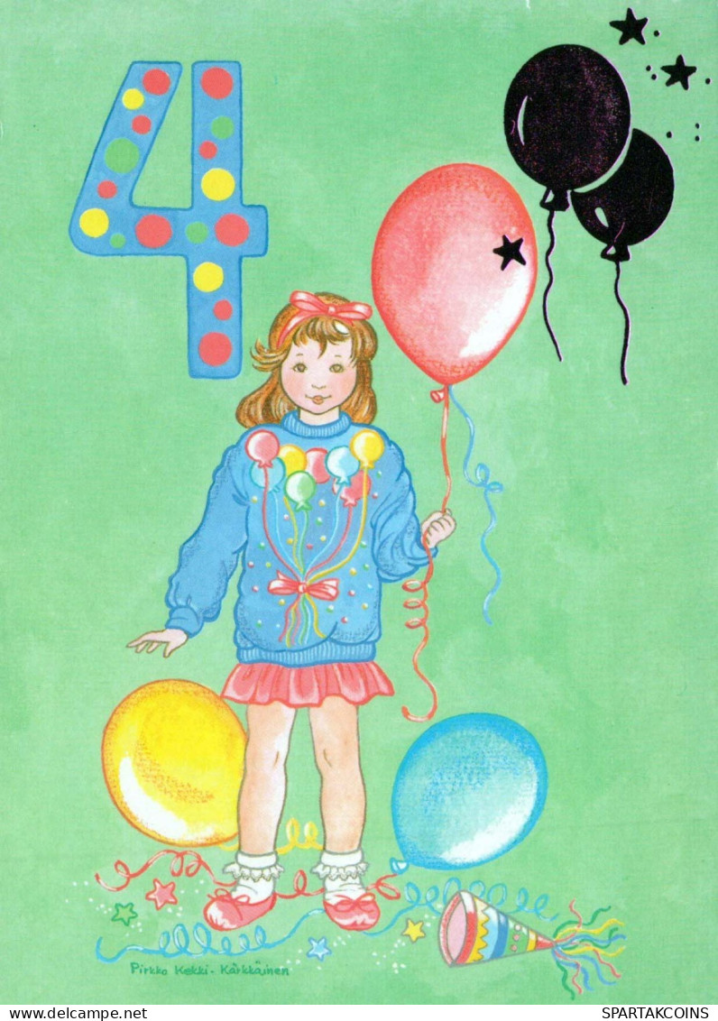 HAPPY BIRTHDAY 4 Year Old GIRL CHILDREN Vintage Postal CPSM #PBT974.GB - Birthday