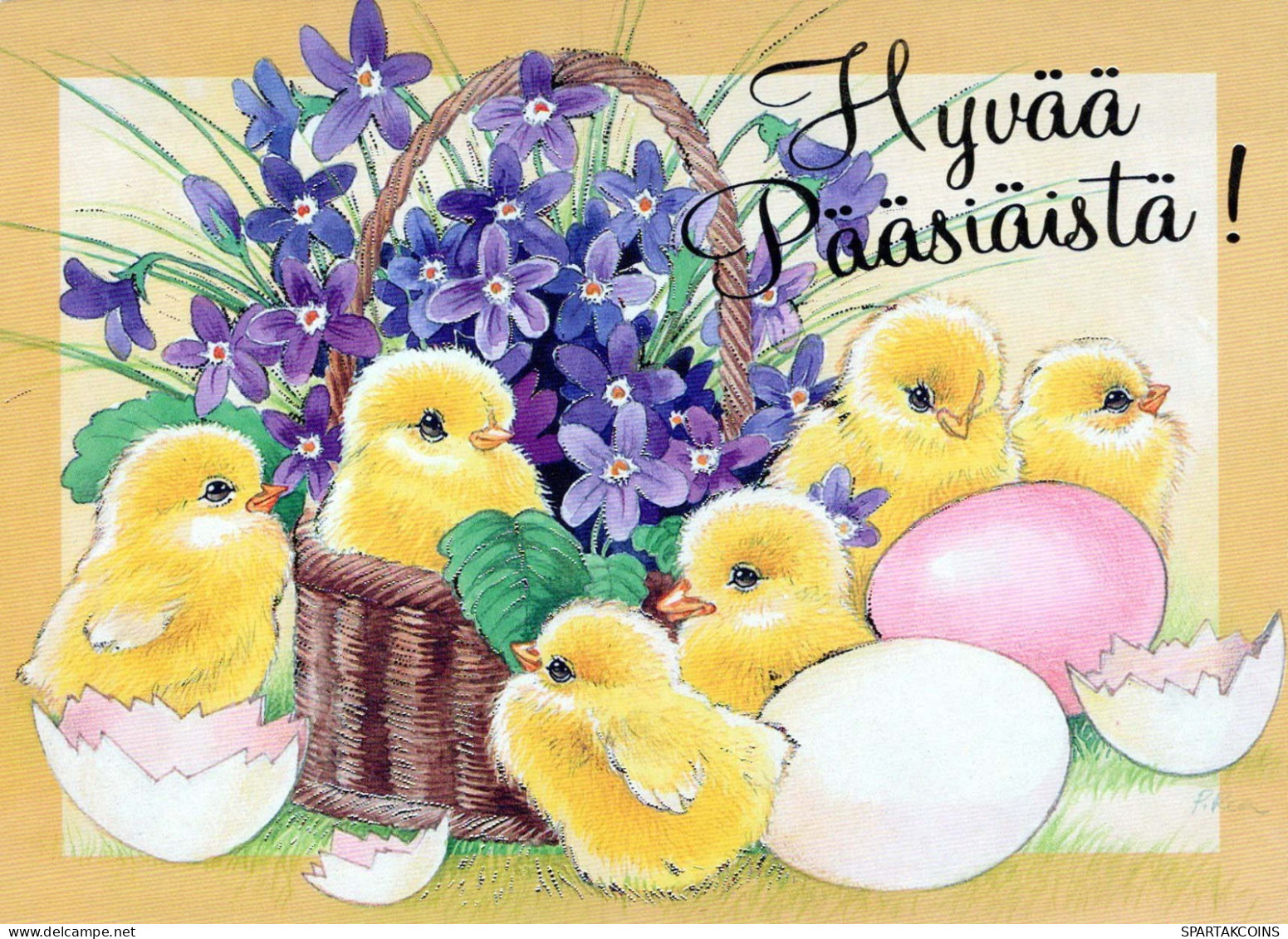 EASTER CHICKEN EGG Vintage Postcard CPSM #PBO968.GB - Pâques