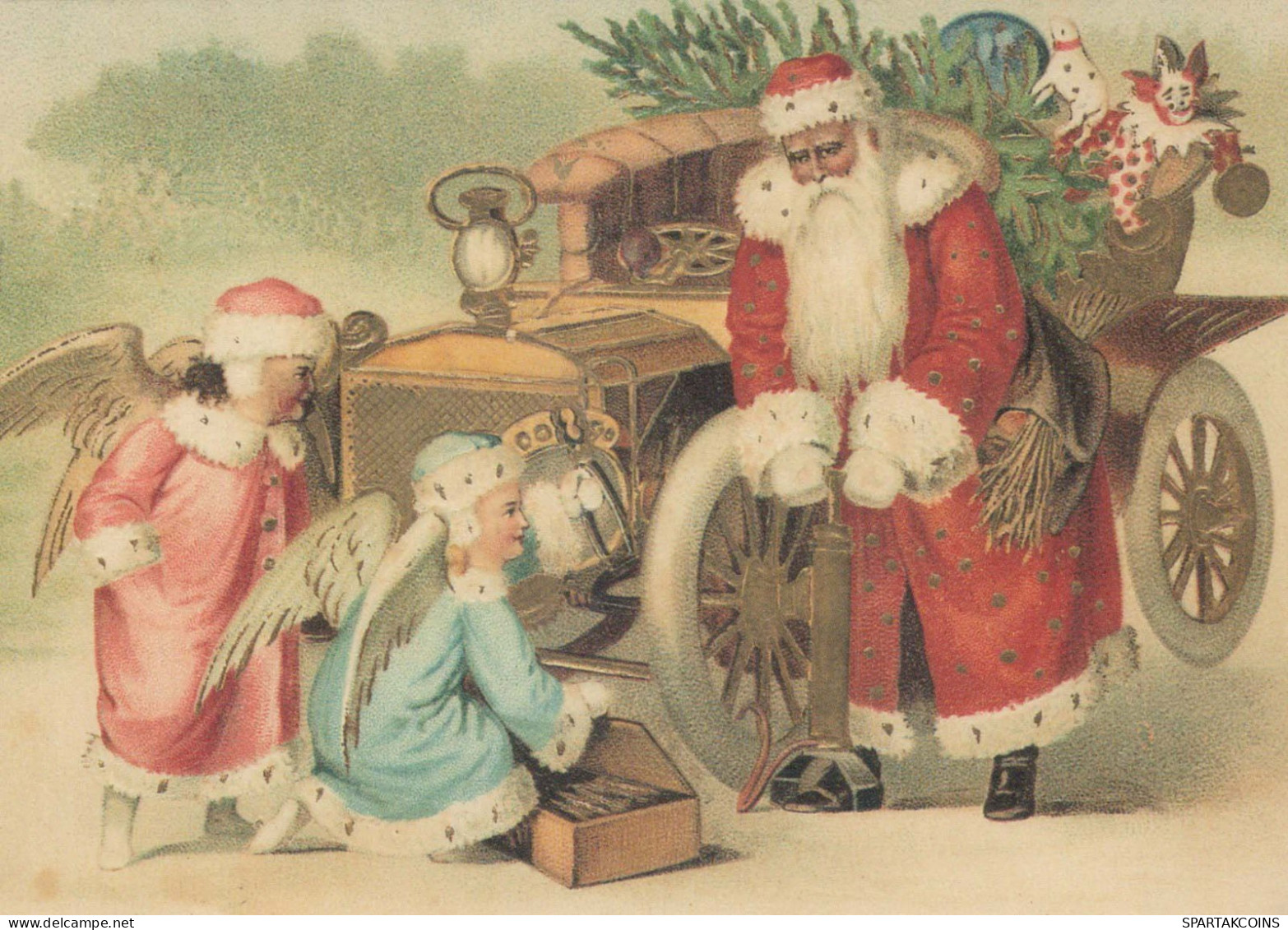 SANTA CLAUS Happy New Year Christmas Vintage Postcard CPSM #PBB102.GB - Santa Claus