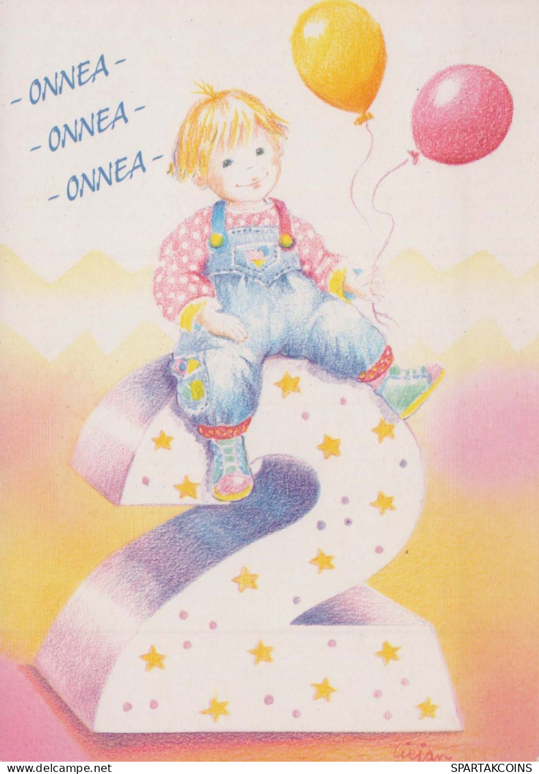 JOYEUX ANNIVERSAIRE 2 Ans GARÇON ENFANTS Vintage Carte Postale CPSM Unposted #PBU097.FR - Birthday