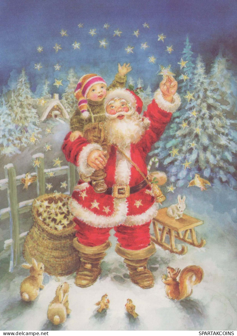 PÈRE NOËL Bonne Année Noël Vintage Carte Postale CPSM #PBL093.FR - Kerstman