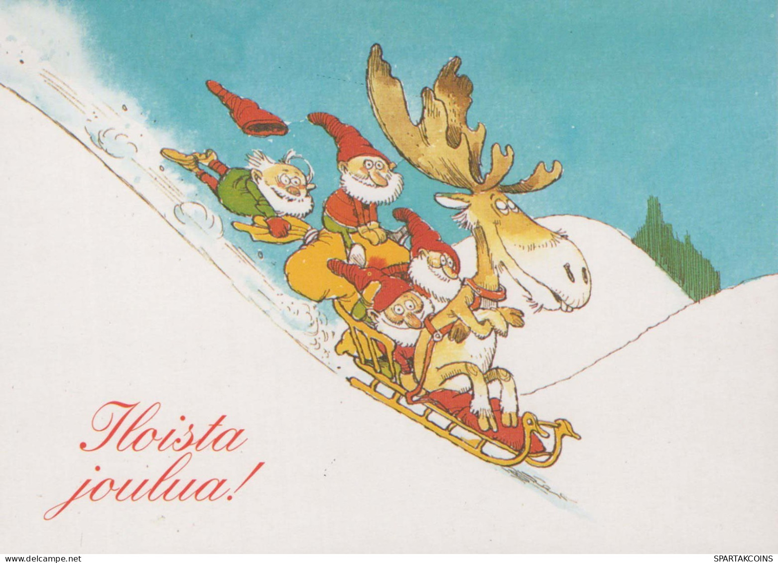 PÈRE NOËL Bonne Année Noël CERF Vintage Carte Postale CPSM #PBB173.FR - Kerstman