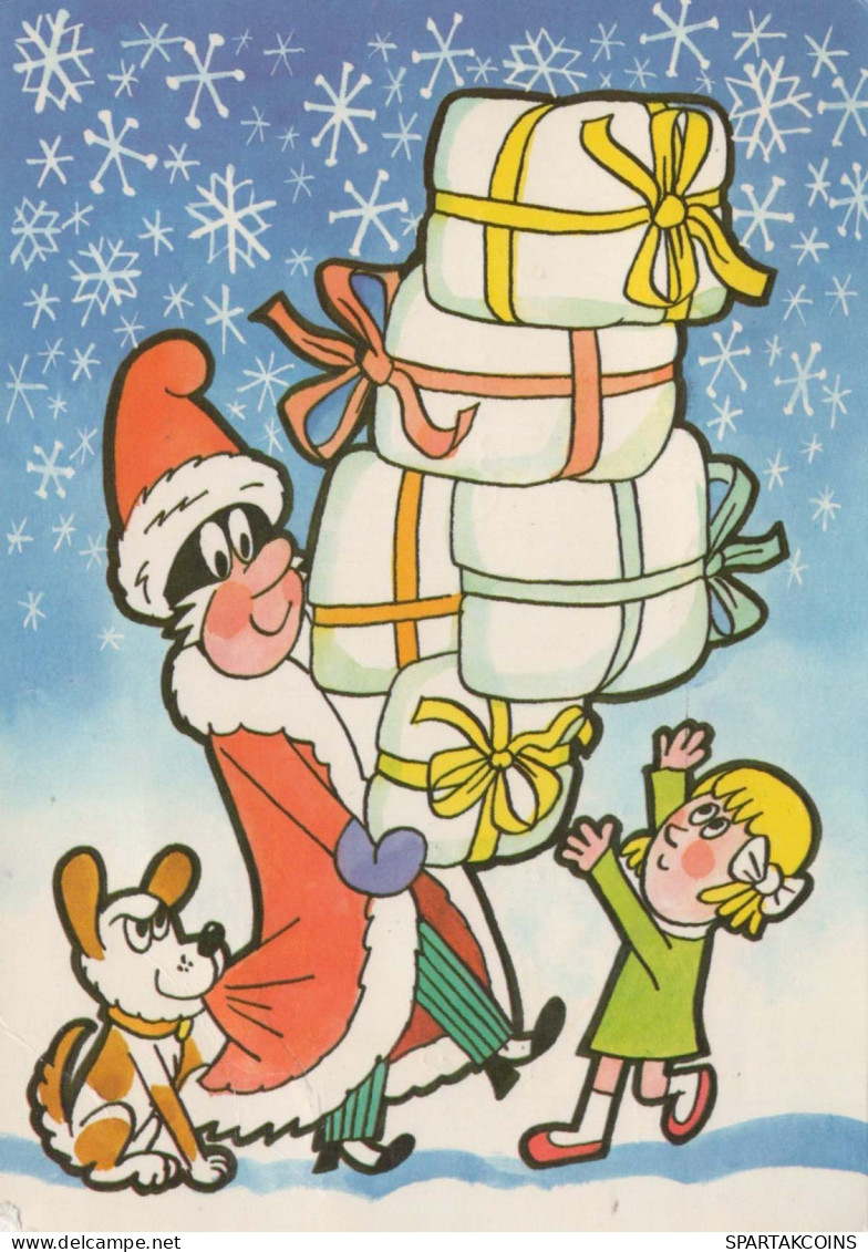 PÈRE NOËL Bonne Année Noël Vintage Carte Postale CPSM #PBB244.FR - Santa Claus