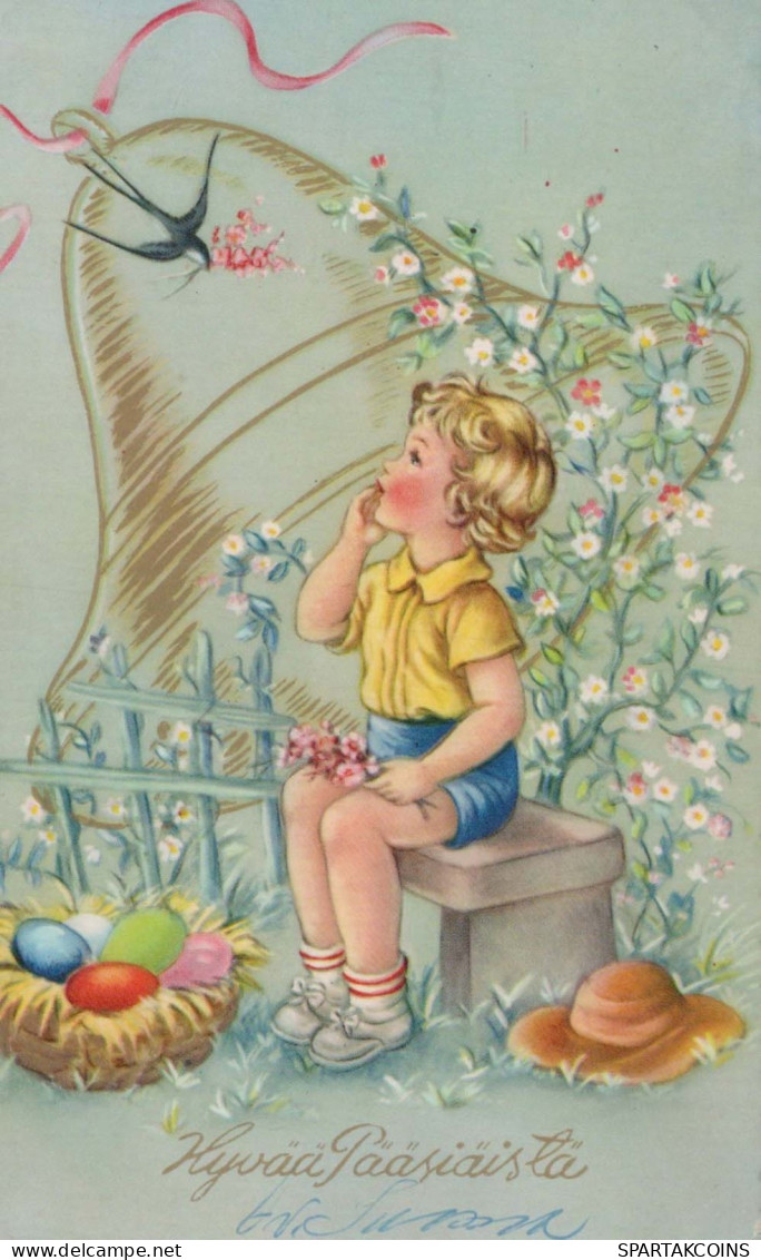 PASCUA NIÑOS HUEVO Vintage Tarjeta Postal CPA #PKE229.ES - Easter