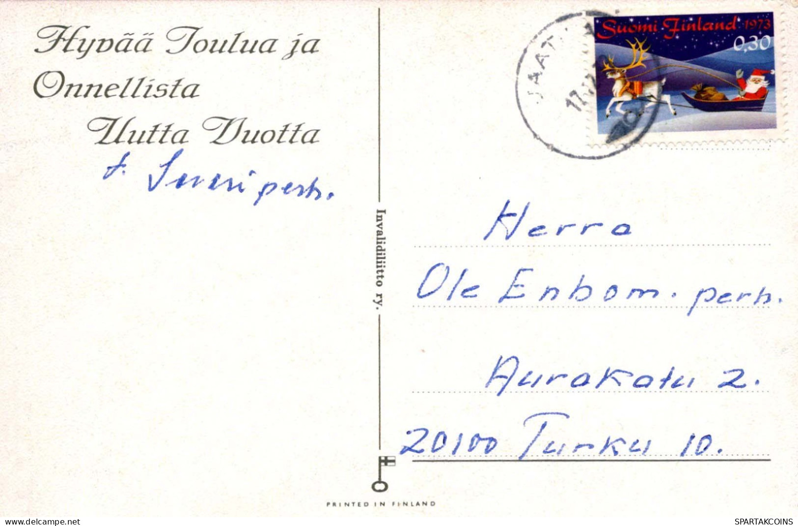 PAPÁ NOEL Feliz Año Navidad Vintage Tarjeta Postal CPA #PKE034.ES - Kerstman