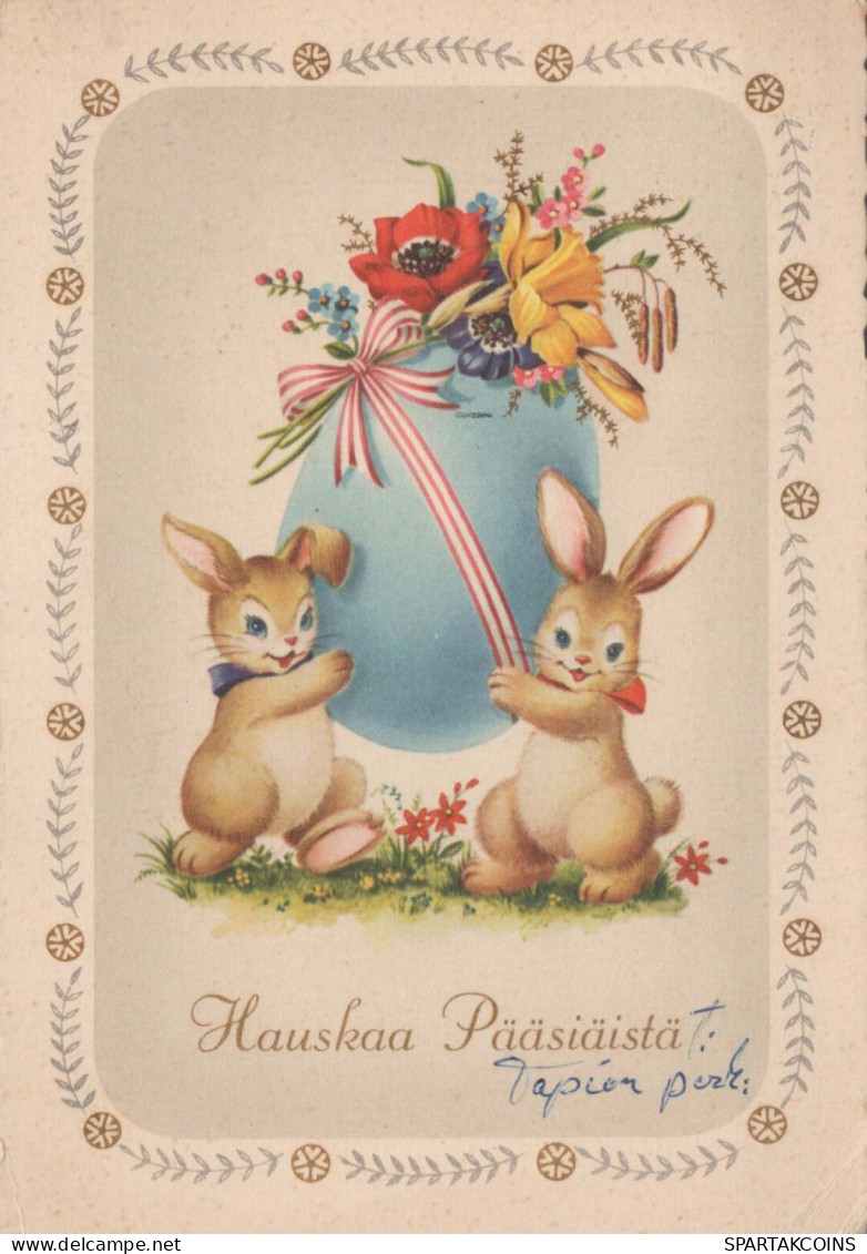 PASCUA CONEJO HUEVO Vintage Tarjeta Postal CPSM #PBO532.ES - Pasen