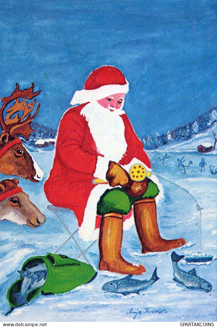 PAPÁ NOEL Feliz Año Navidad Vintage Tarjeta Postal CPSM #PBL416.ES - Santa Claus