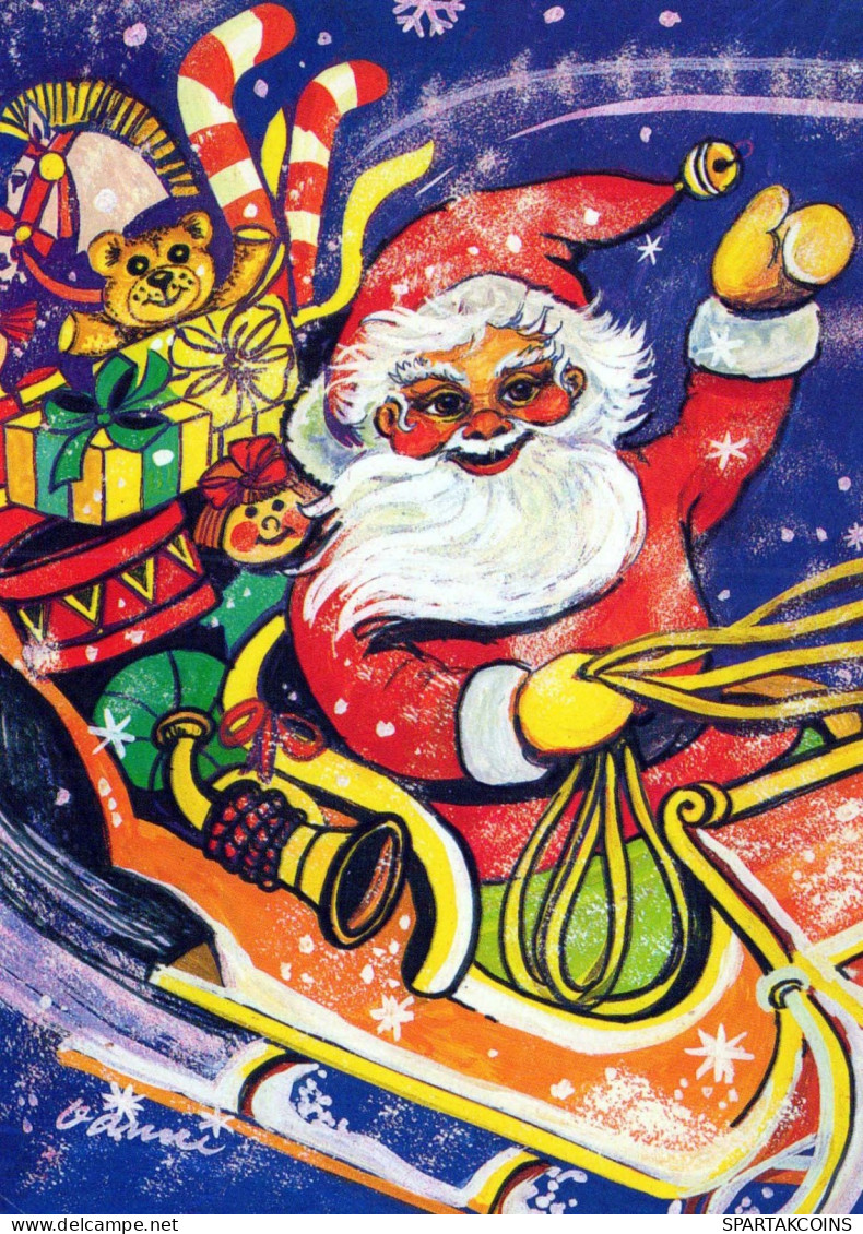 PAPÁ NOEL Feliz Año Navidad Vintage Tarjeta Postal CPSM #PBL291.ES - Santa Claus
