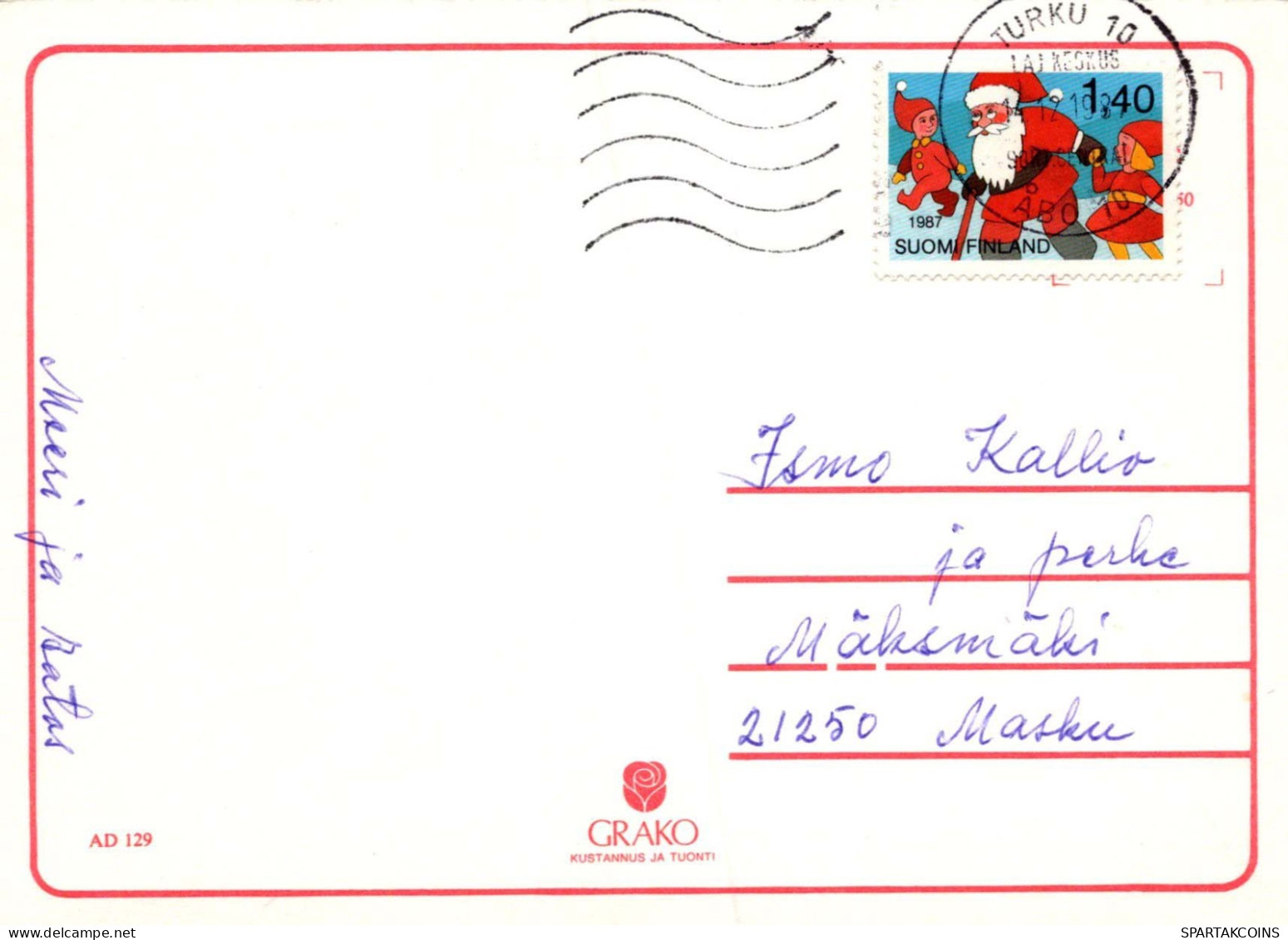 PAPÁ NOEL Feliz Año Navidad Vintage Tarjeta Postal CPSM #PAU593.ES - Santa Claus