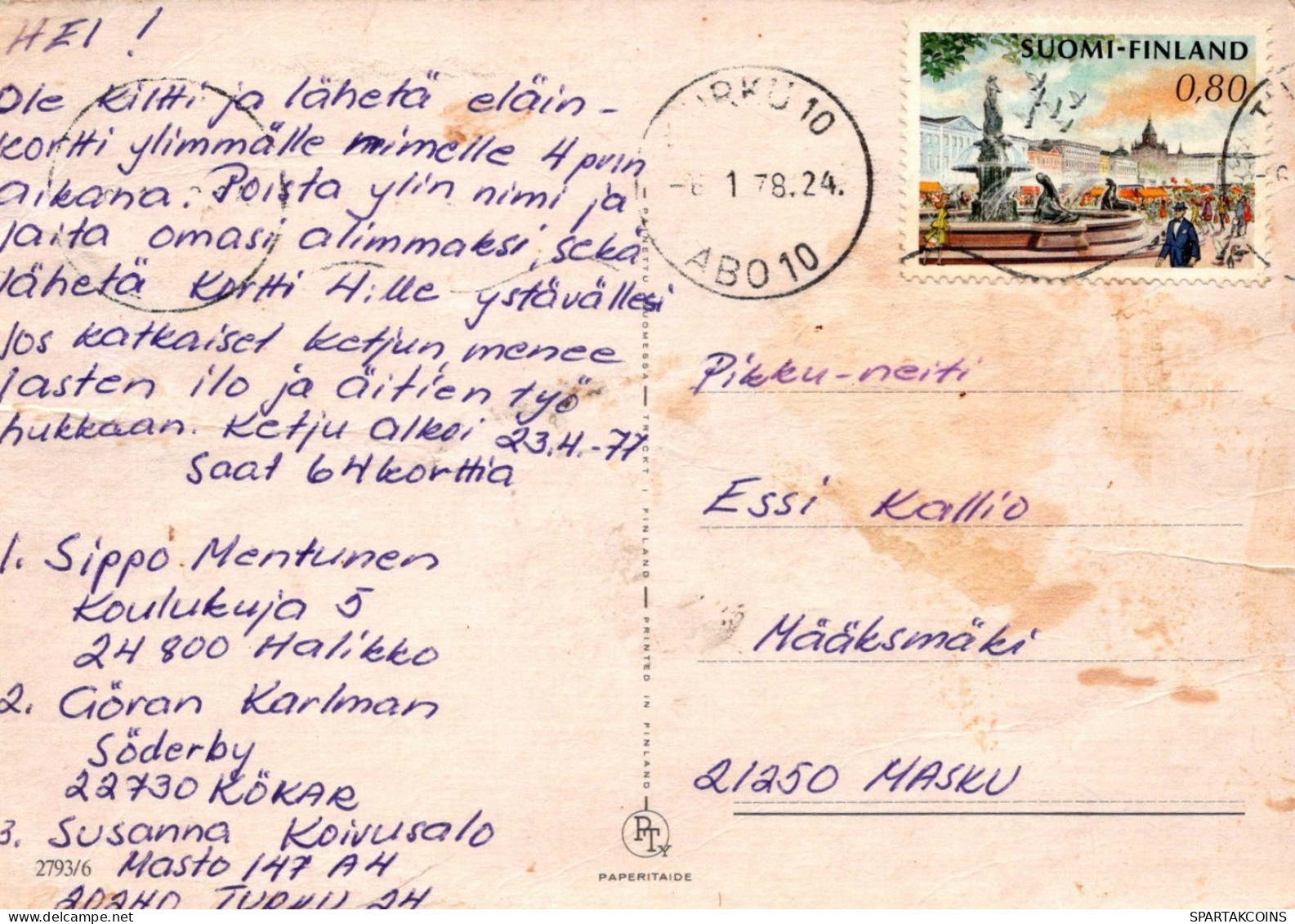 PERRO Animales Vintage Tarjeta Postal CPSM #PAN802.ES - Honden