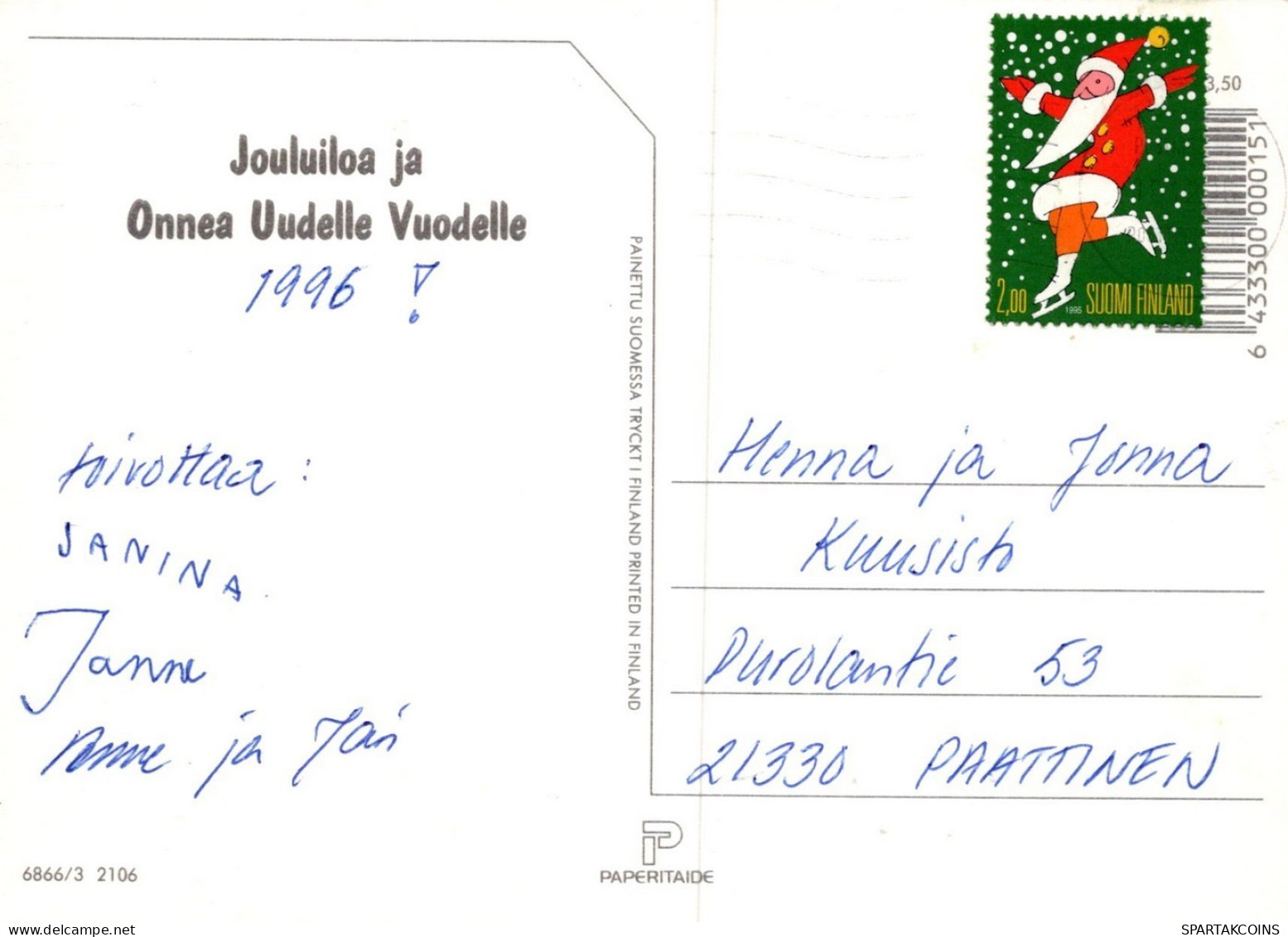 PAPÁ NOEL Animales NAVIDAD Fiesta Vintage Tarjeta Postal CPSM #PAK559.ES - Santa Claus