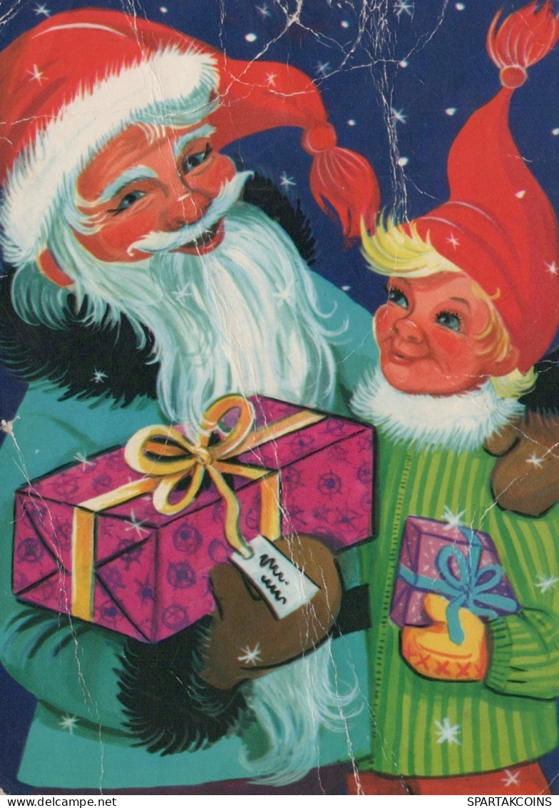 PAPÁ NOEL NIÑO NAVIDAD Fiesta Vintage Tarjeta Postal CPSM #PAK289.ES - Santa Claus