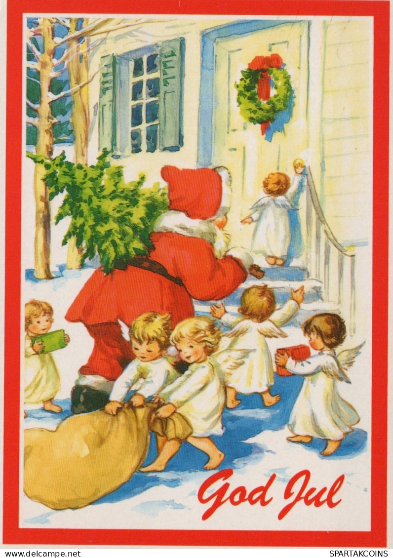 PAPÁ NOEL ÁNGELES NAVIDAD Vintage Tarjeta Postal CPSM #PAK143.ES - Santa Claus