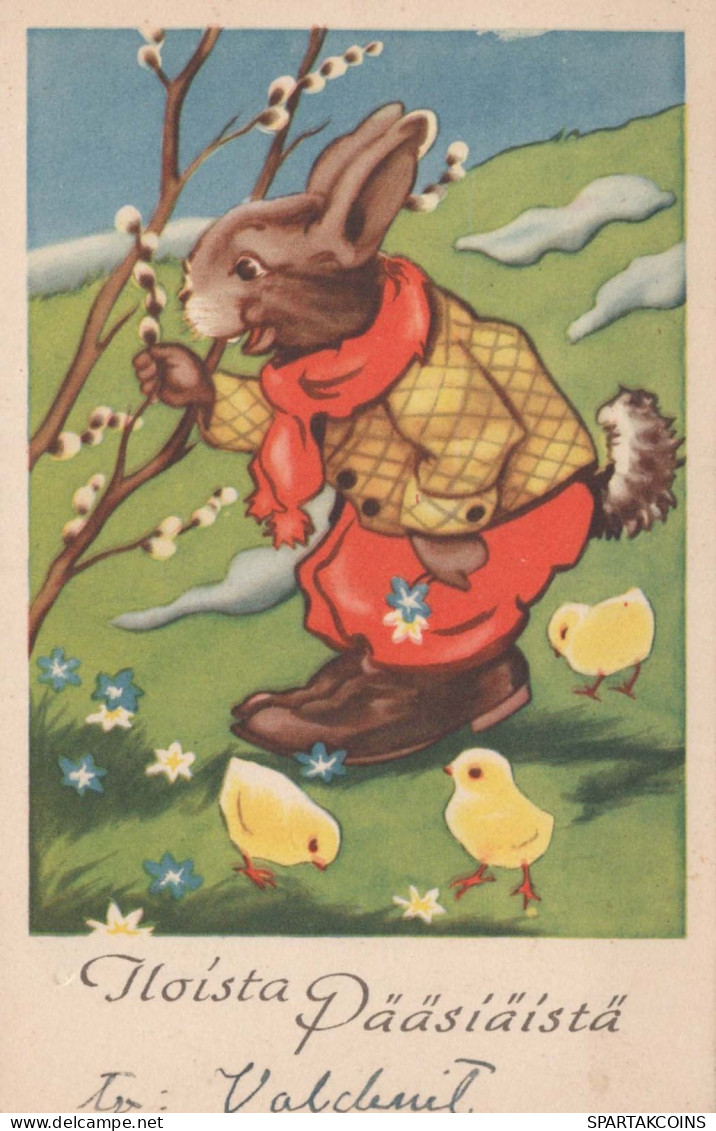 OSTERN HUHN EI KINDER Vintage Ansichtskarte Postkarte CPA #PKE294.DE - Ostern