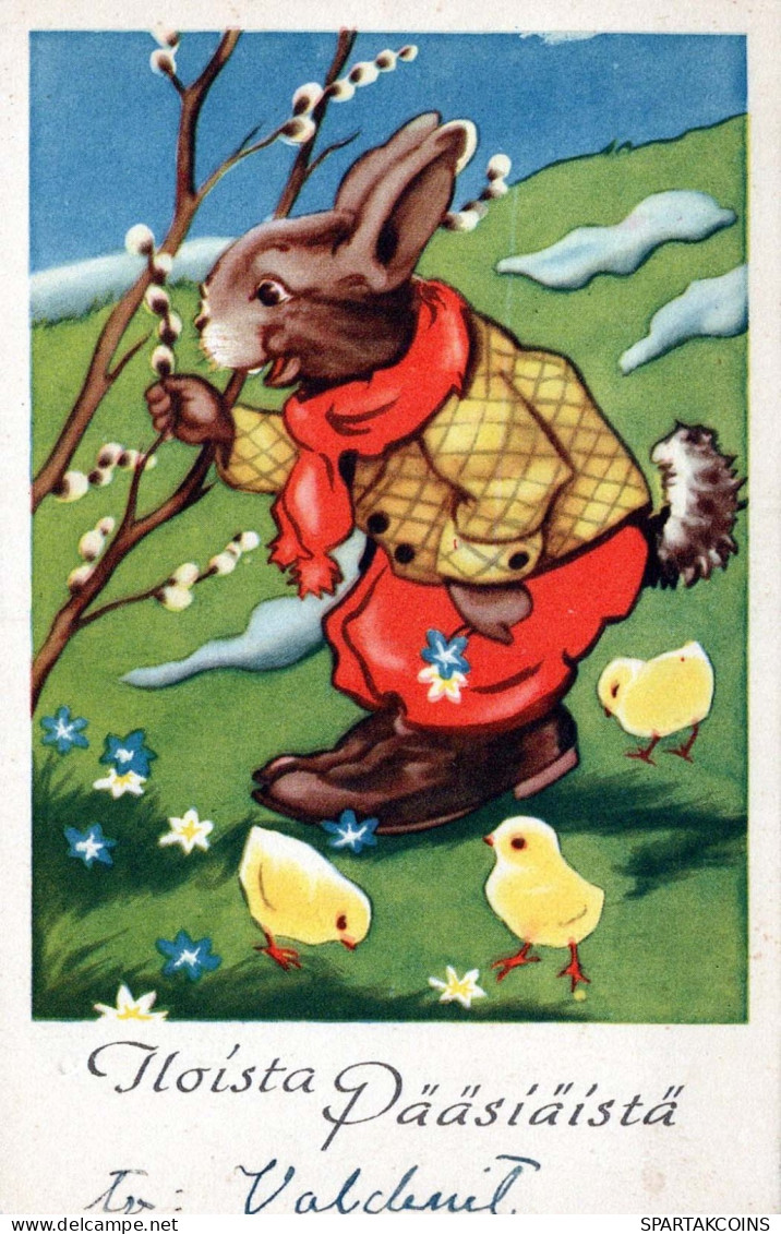 OSTERN HUHN EI KINDER Vintage Ansichtskarte Postkarte CPA #PKE294.DE - Ostern