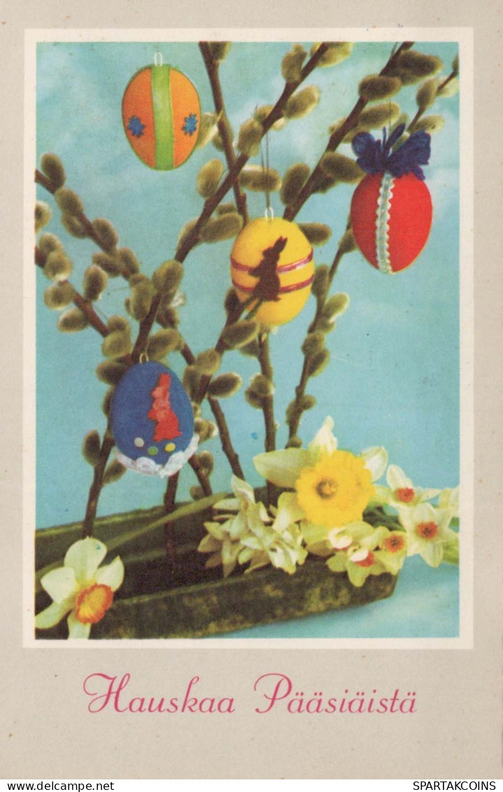 OSTERN FLOWERS EI Vintage Ansichtskarte Postkarte CPA #PKE168.DE - Pasen