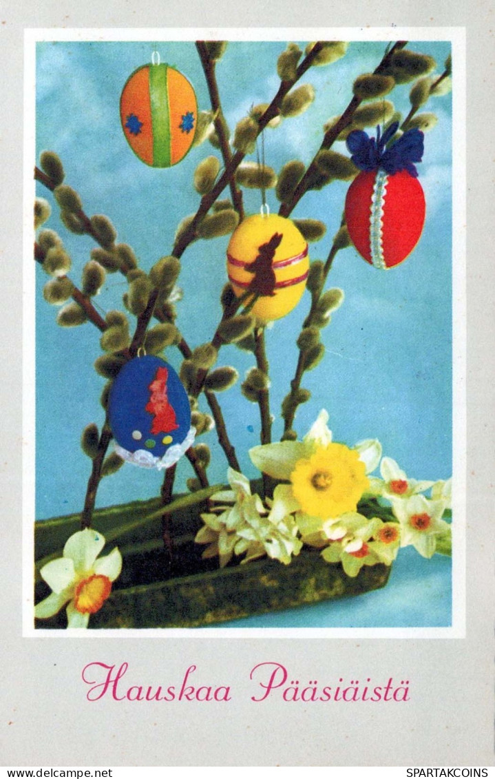 OSTERN FLOWERS EI Vintage Ansichtskarte Postkarte CPA #PKE168.DE - Pasen