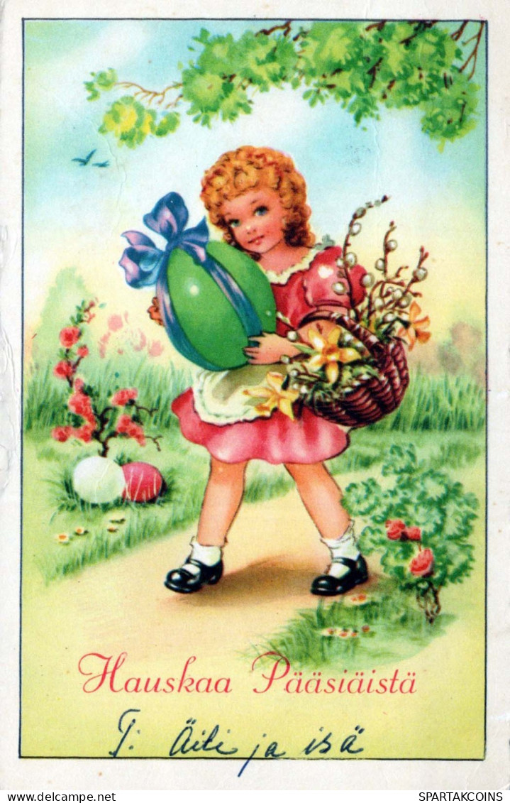OSTERN KINDER EI Vintage Ansichtskarte Postkarte CPA #PKE357.DE - Pasen