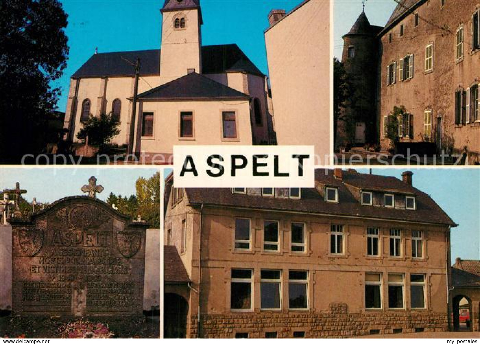 72936615 Aspelt Kirche Altes Haus Grabstein - Altri & Non Classificati