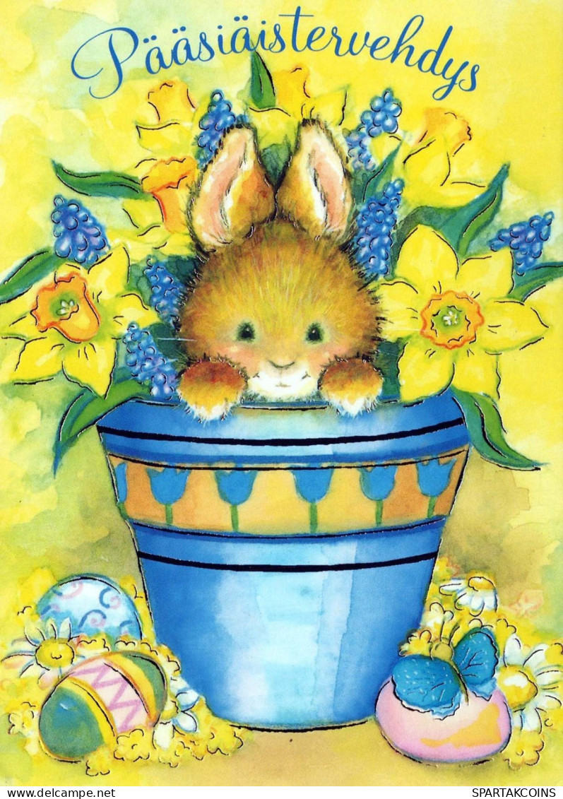 OSTERN KANINCHEN EI Vintage Ansichtskarte Postkarte CPSM #PBO469.DE - Easter