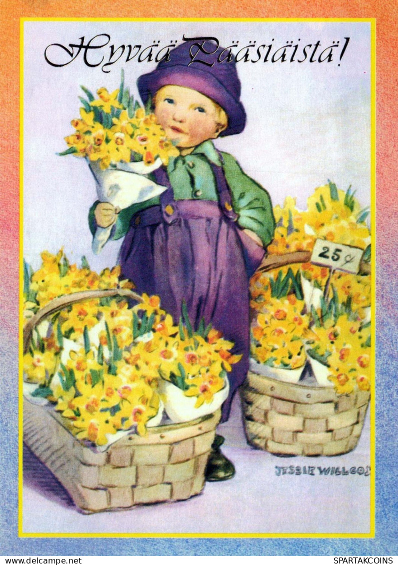 OSTERN KINDER EI Vintage Ansichtskarte Postkarte CPSM #PBO279.DE - Pasen