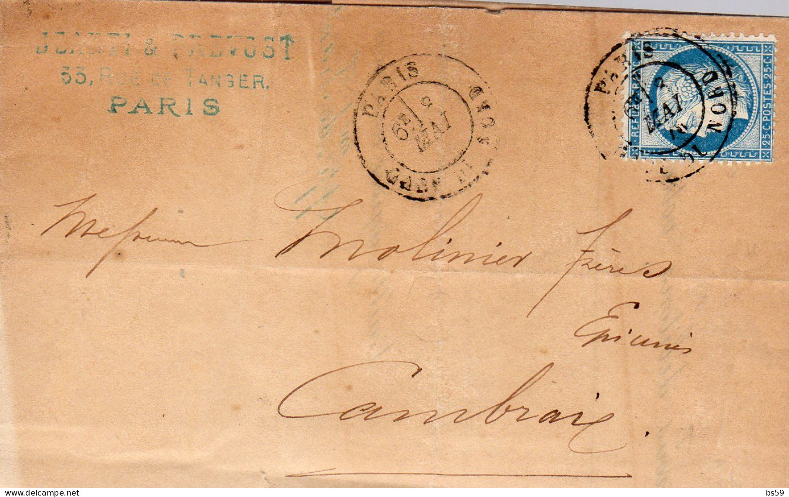 Paris - LAC Affr N° 60C Obl Tàd Gare Du Nord (mai 1876 = Après La Période Des Etoiles Chiffrées) - 1849-1876: Classic Period