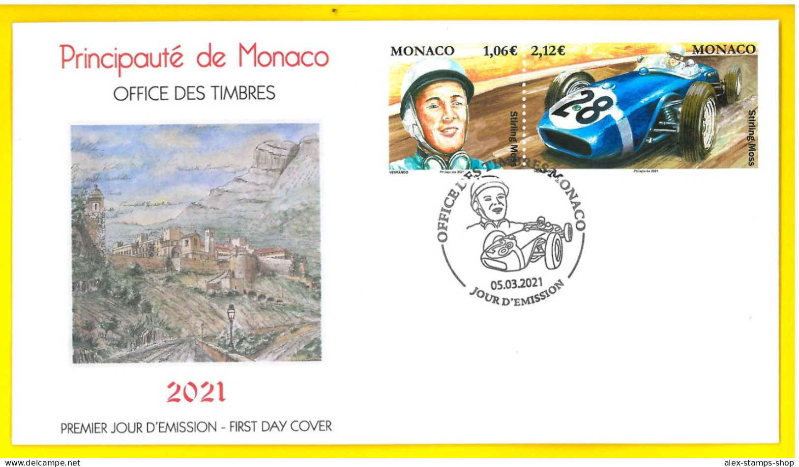 MONACO 2021 Legendary F1 Drivers STIRLING MOSS FDC - First Day Cover - FDC