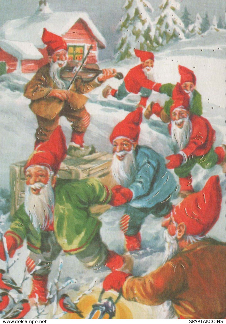 Neujahr Weihnachten GNOME Vintage Ansichtskarte Postkarte CPSM #PAW601.DE - Neujahr