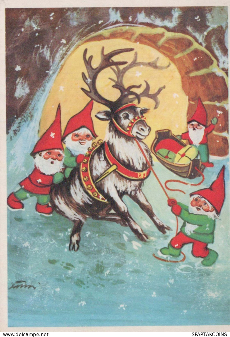 Neujahr Weihnachten GNOME Vintage Ansichtskarte Postkarte CPSM #PAW538.DE - Neujahr