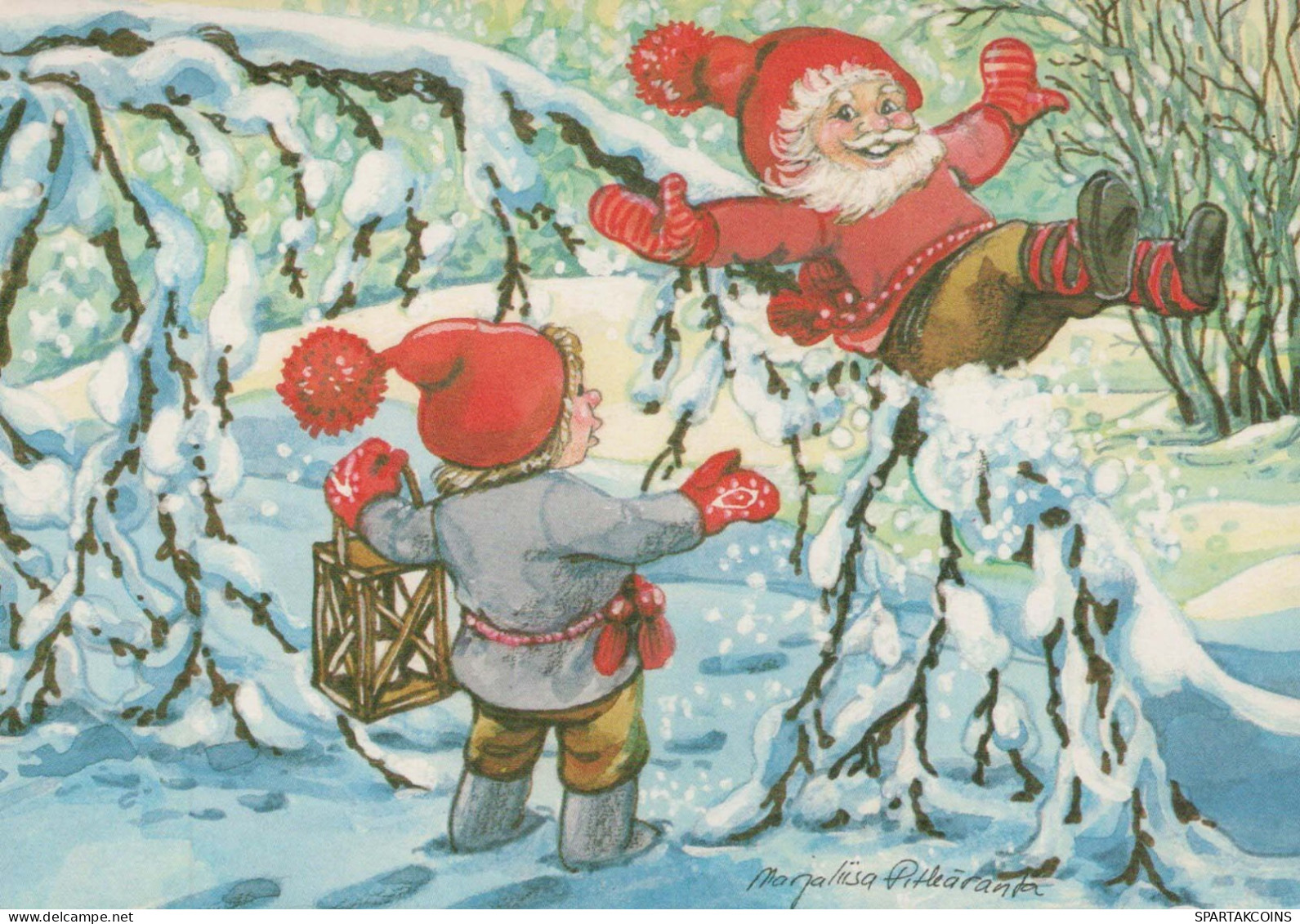 Neujahr Weihnachten GNOME Vintage Ansichtskarte Postkarte CPSM #PAW410.DE - Neujahr