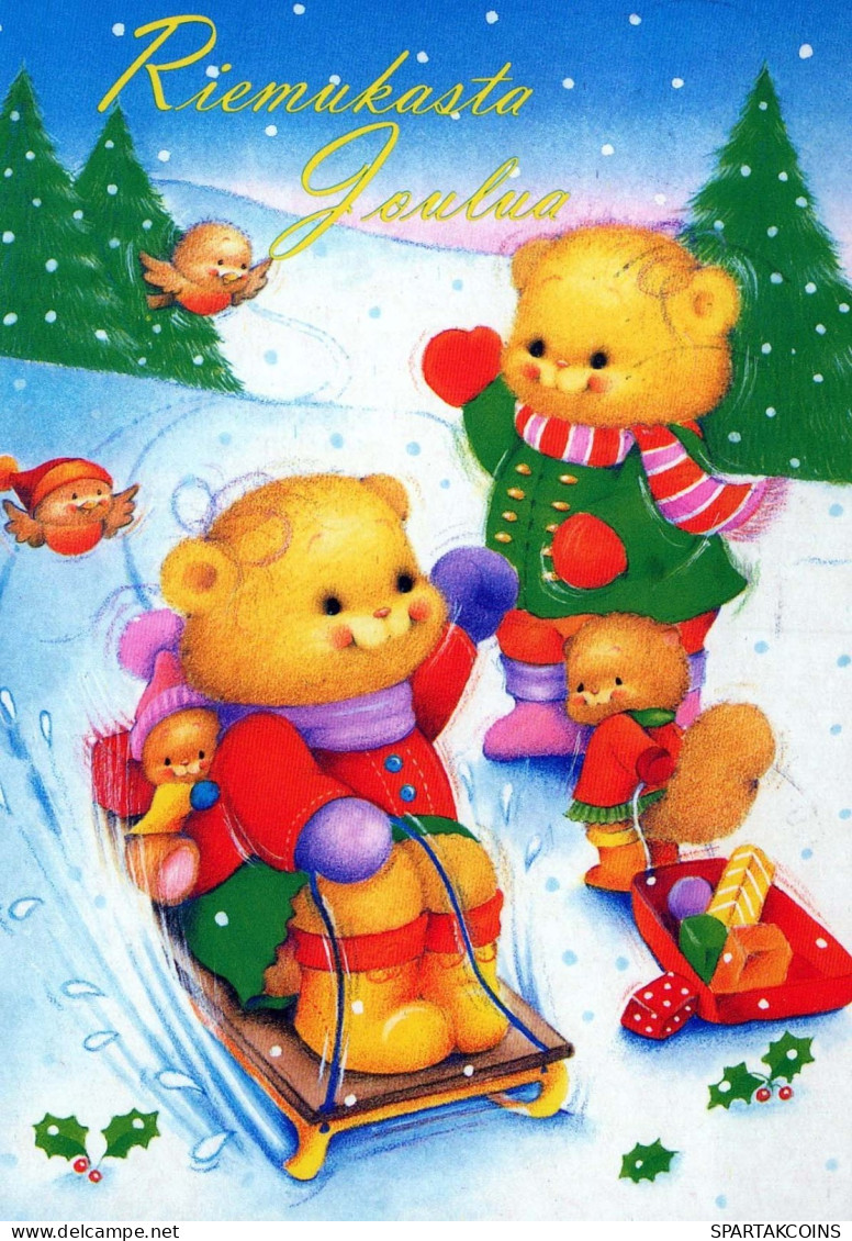 Neujahr Weihnachten TEDDYBÄR Vintage Ansichtskarte Postkarte CPSM #PAU861.DE - Neujahr