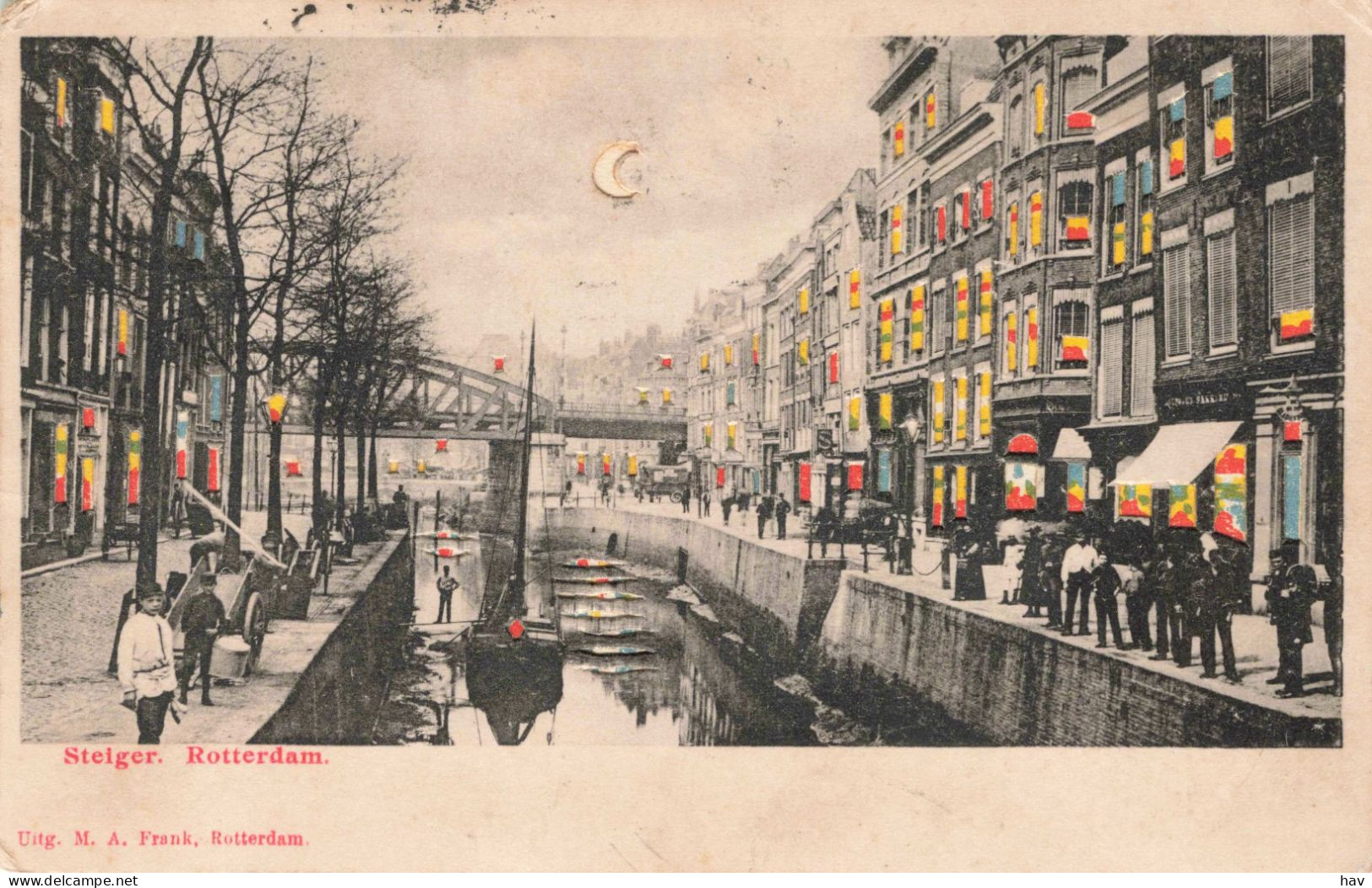 Rotterdam Steiger Bij Maanlicht Tegen Het Licht 3503 - Tegenlichtkaarten, Hold To Light
