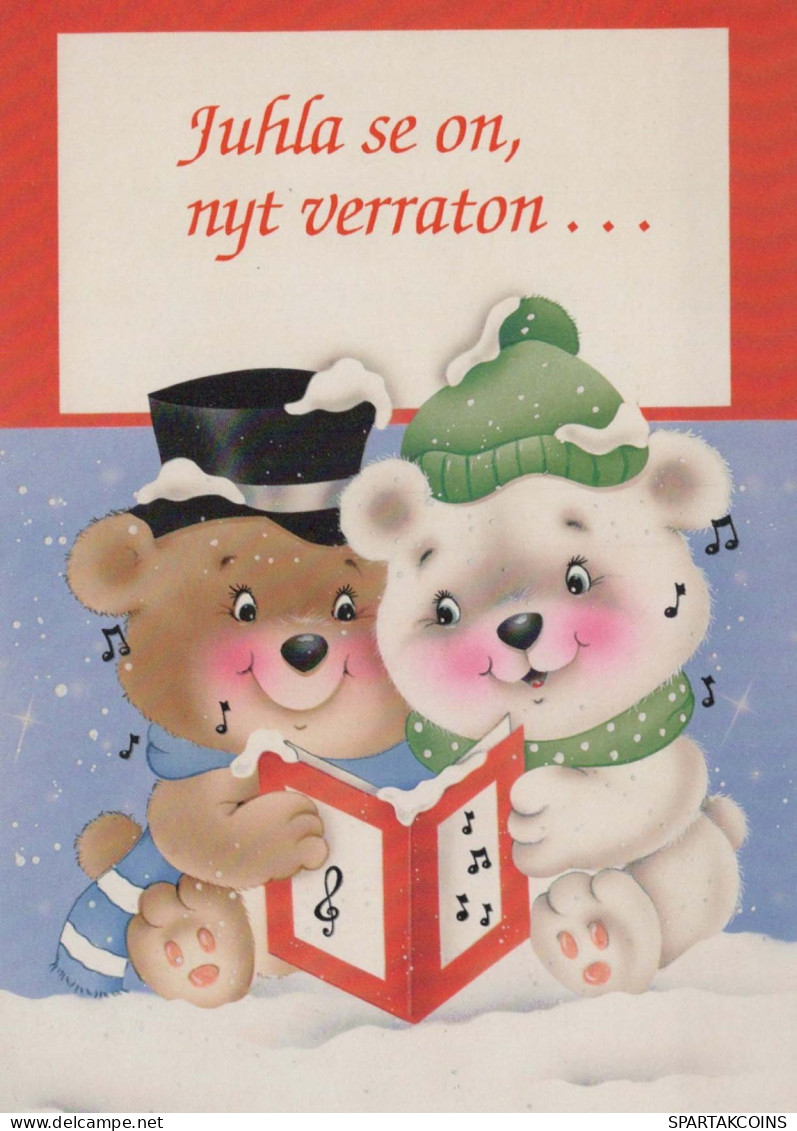 Neujahr Weihnachten TEDDYBÄR Vintage Ansichtskarte Postkarte CPSM #PAU799.DE - Neujahr