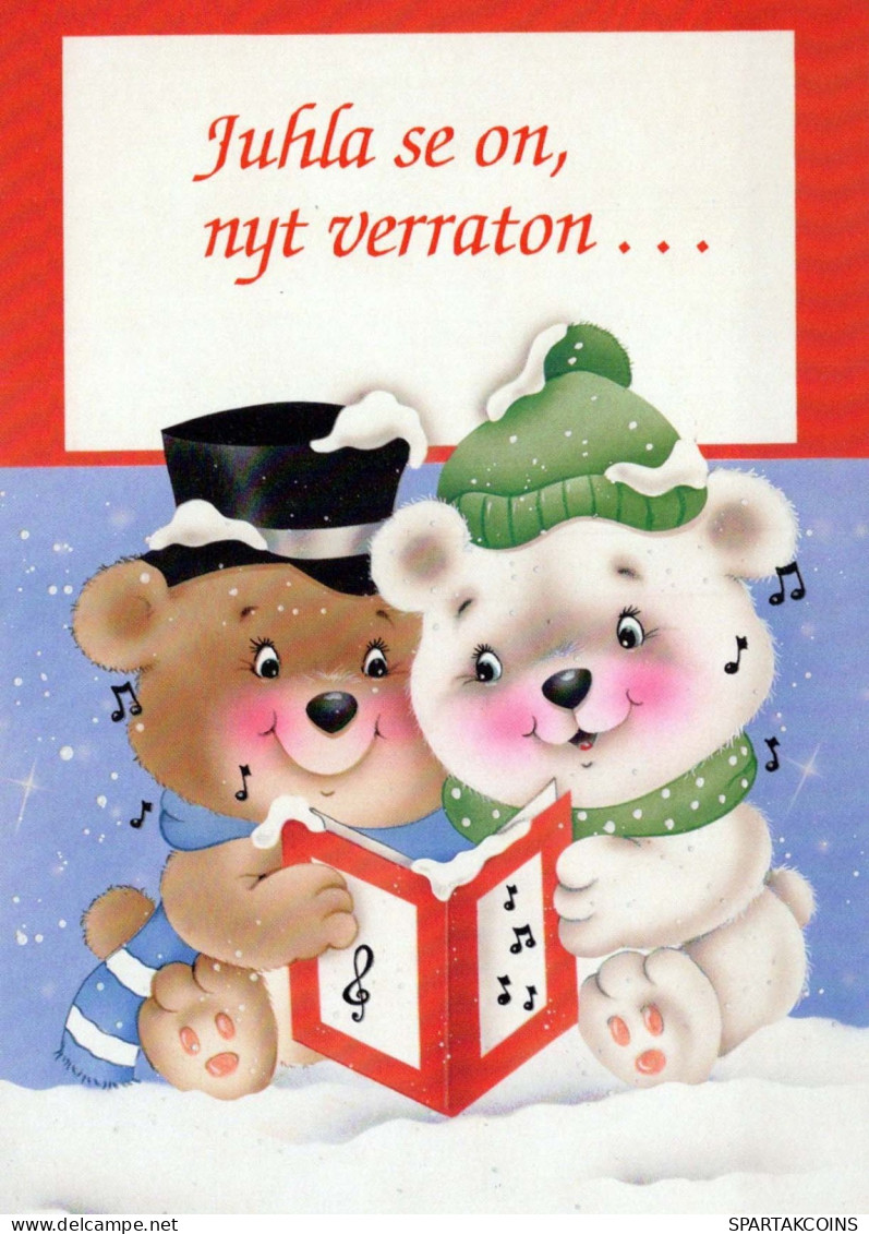 Neujahr Weihnachten TEDDYBÄR Vintage Ansichtskarte Postkarte CPSM #PAU799.DE - Neujahr