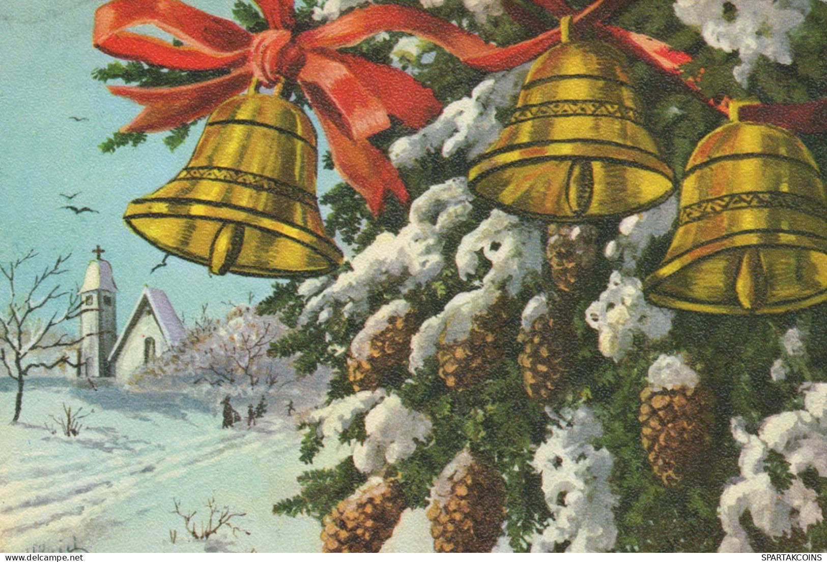 Neujahr Weihnachten BELL Vintage Ansichtskarte Postkarte CPSM #PAT189.DE - Neujahr