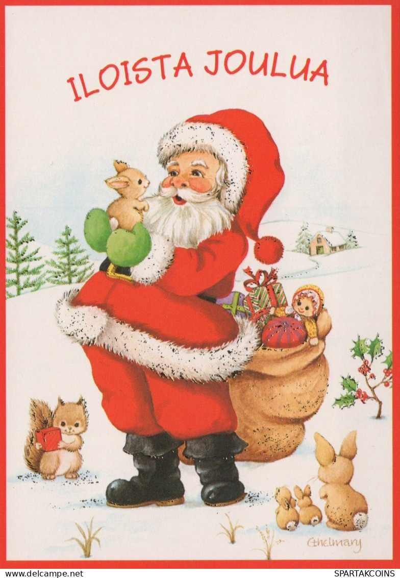 WEIHNACHTSMANN SANTA CLAUS TIERE WEIHNACHTSFERIEN Vintage Postkarte CPSM #PAK498.DE - Santa Claus