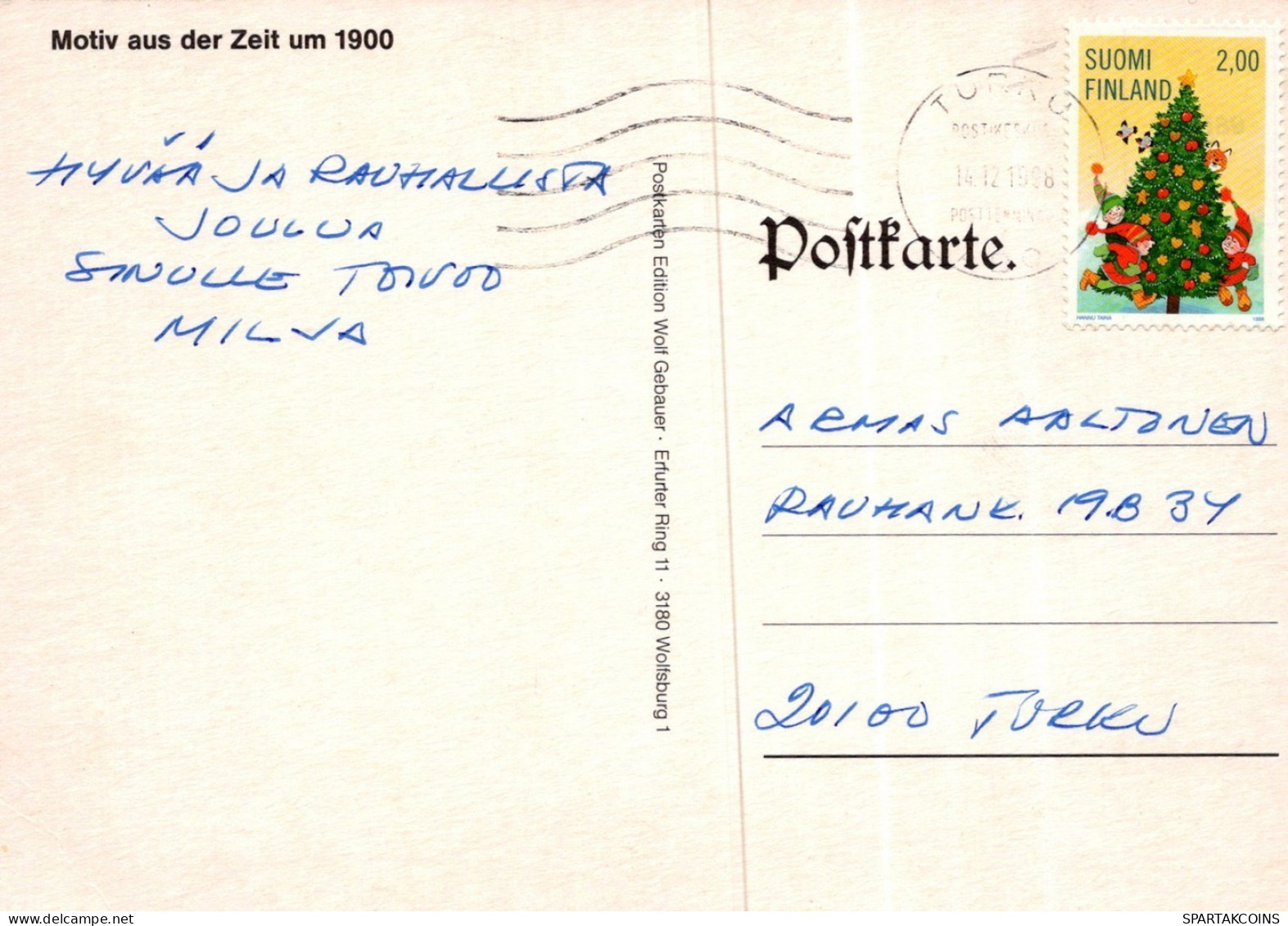 WEIHNACHTSMANN SANTA CLAUS ENGEL WEIHNACHTSFERIEN Vintage Postkarte CPSM #PAK145.DE - Santa Claus